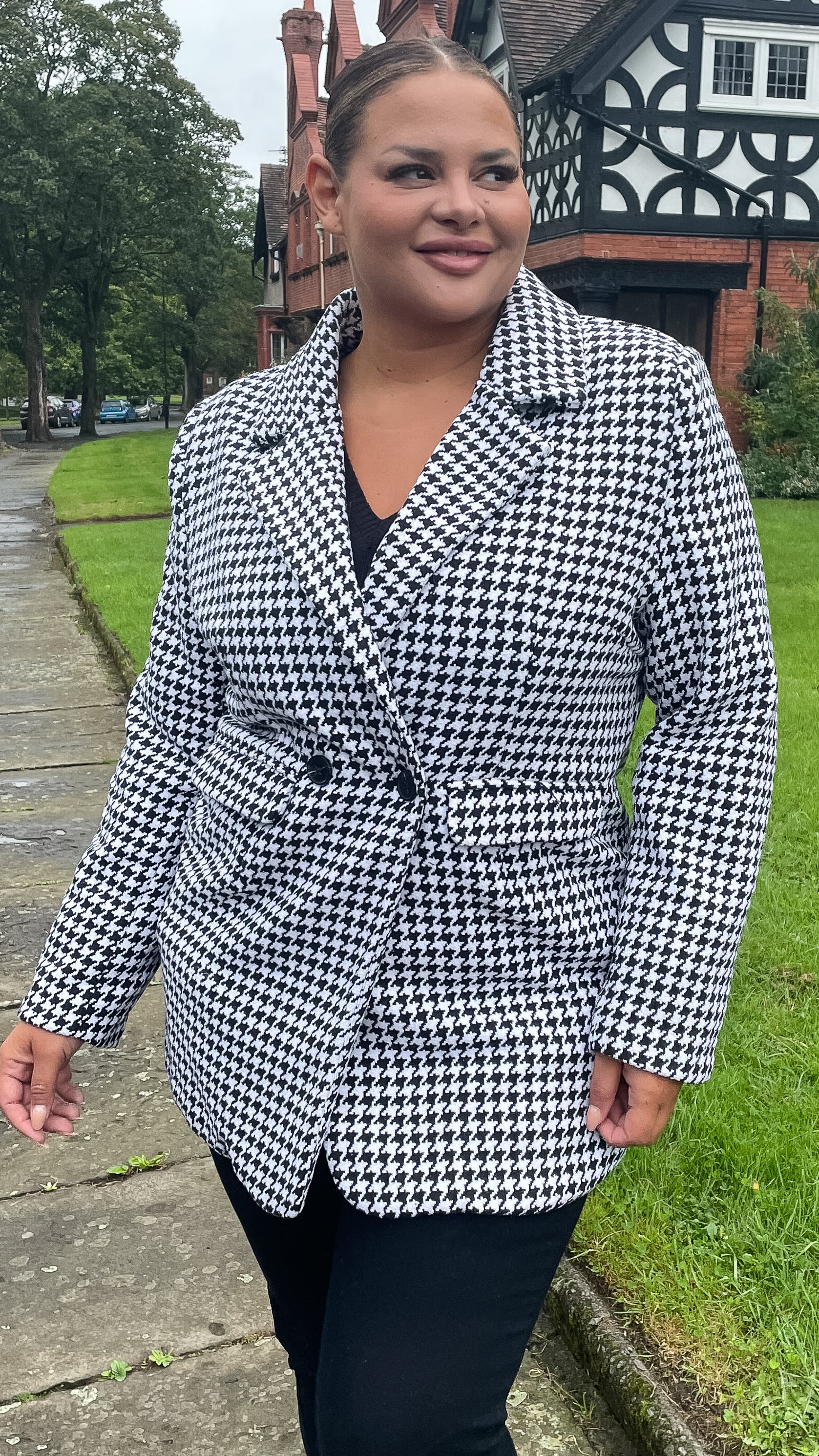 CurveWow Double Breasted Jacket Dogtooth - Image 4