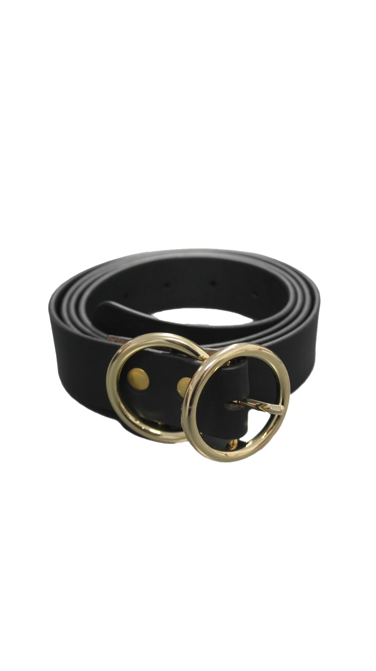 CurveWow Leather Double Ring Loop Belt Black - Image 3