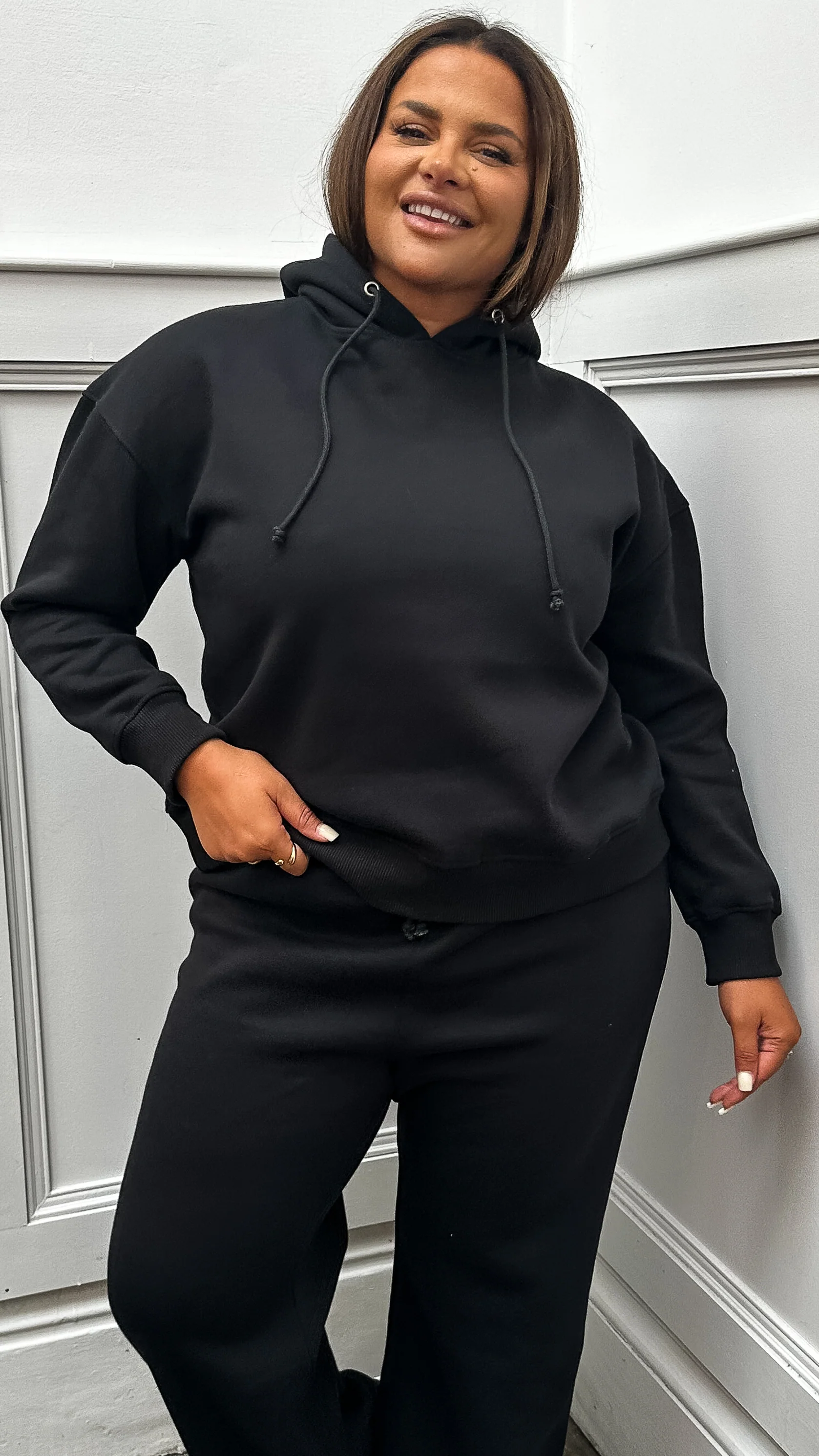 CurveWow Fleece Tracksuit Hoodie Black