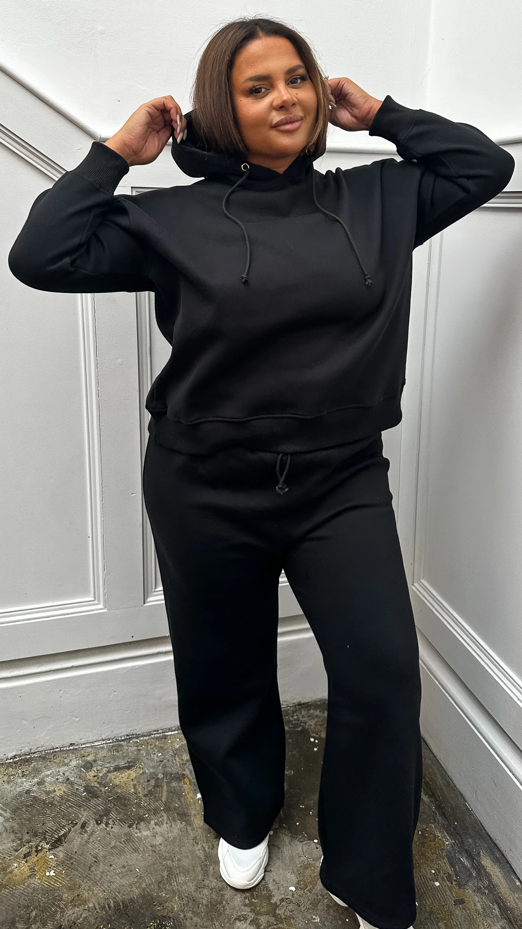 CurveWow Fleece Tracksuit Hoodie Black - Image 2