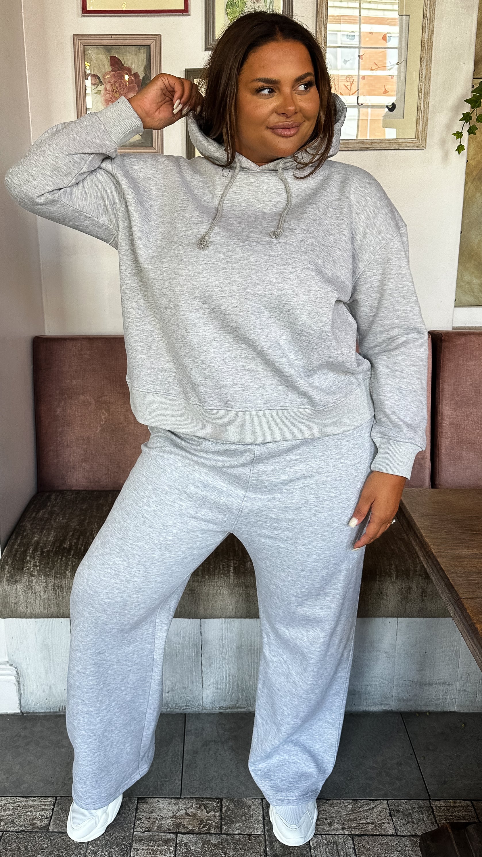 CurveWow Fleece Tracksuit Hoodie Grey - Image 3