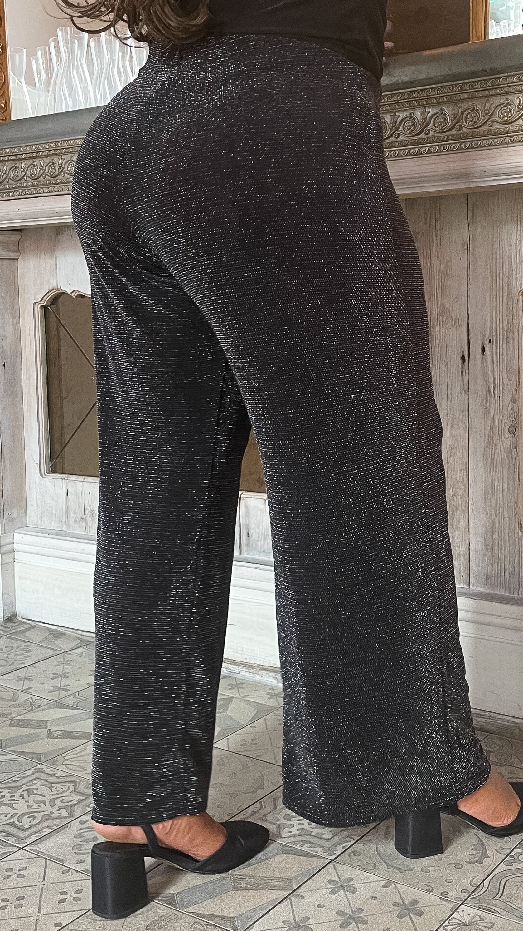 CurveWow Glitter Wide Leg Trouser Multi Sparkle - Image 4