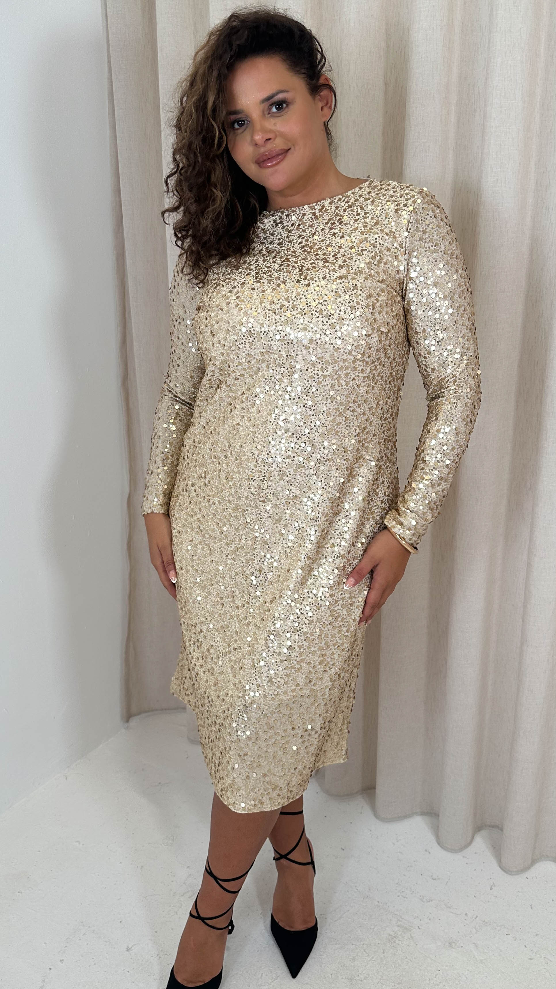 CurveWow Gold Longline Shift Dress - Image 7