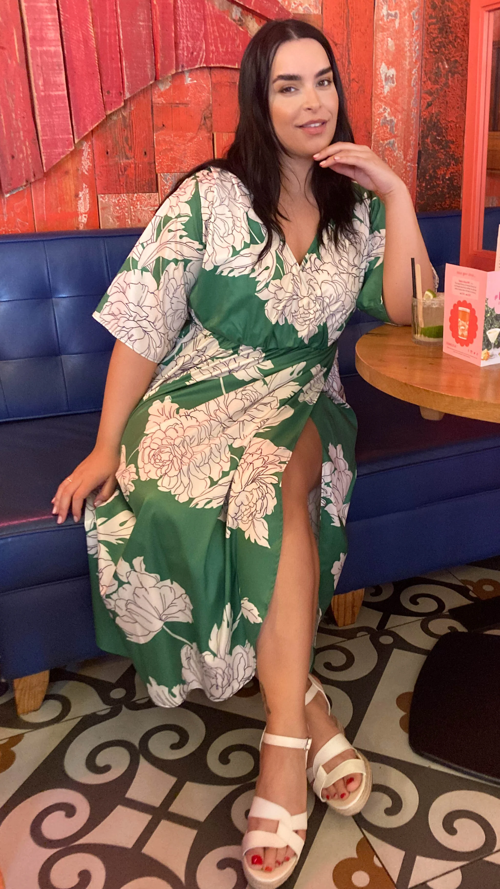 CurveWow Green Floral Wrap Dress - Image 6