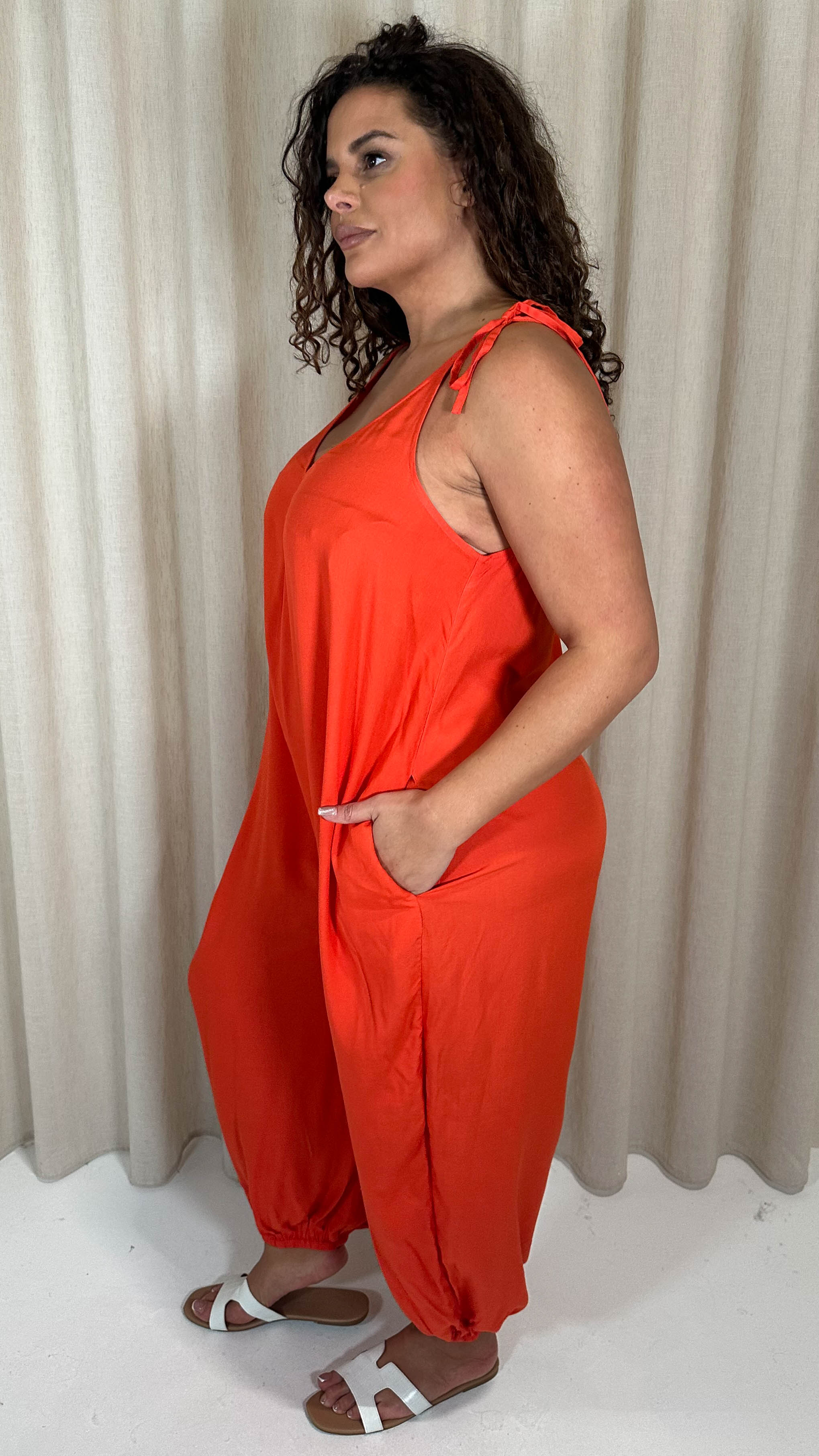 CurveWow Hareem Jumpsuit Red/Orange - Image 6