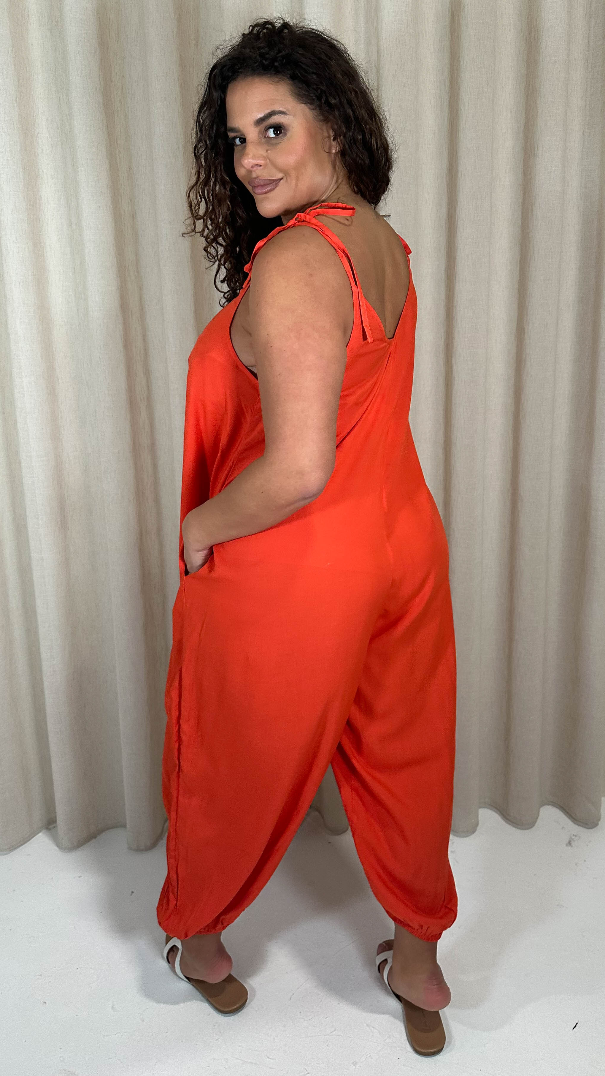 CurveWow Hareem Jumpsuit Red/Orange - Image 7