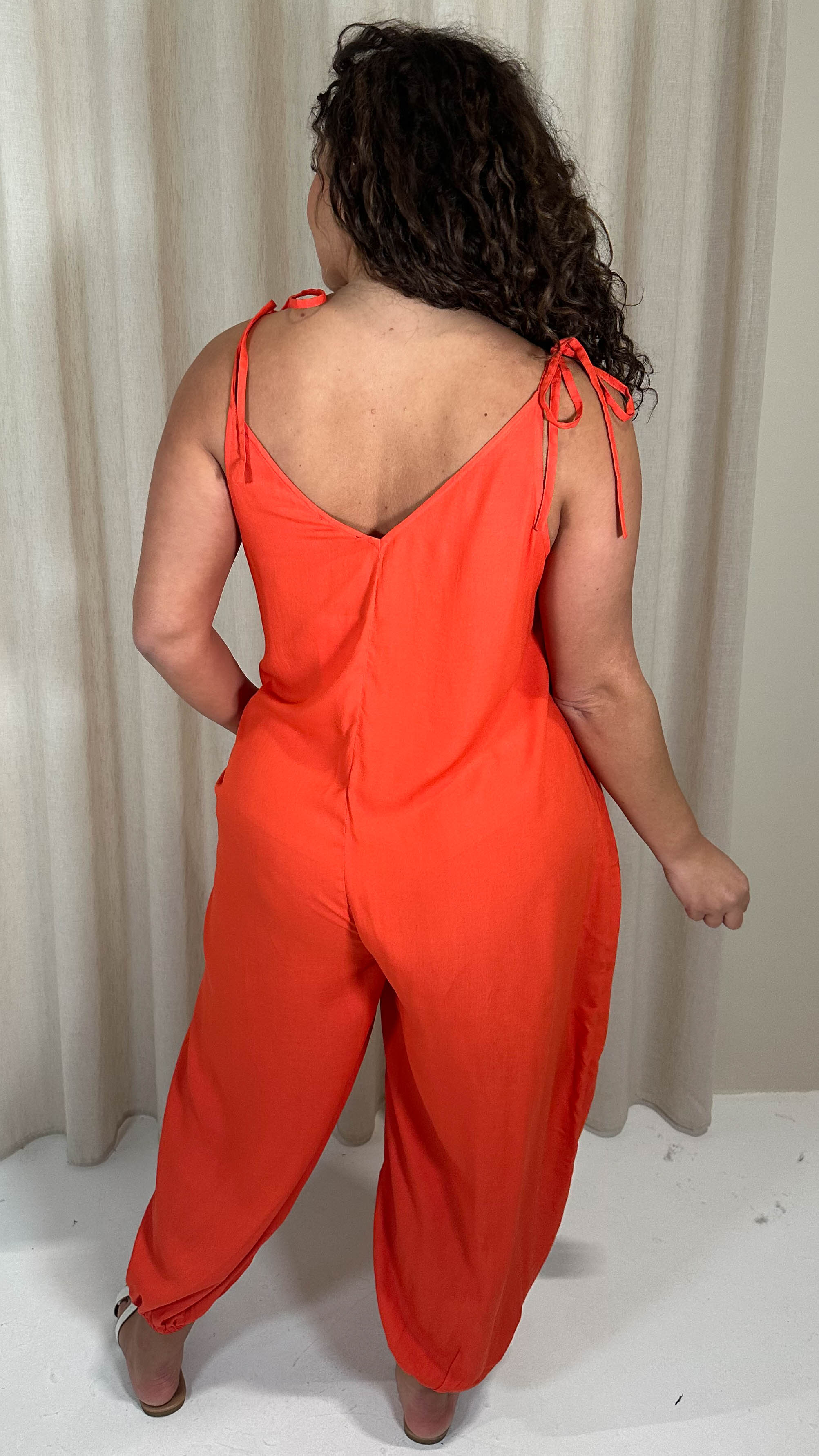 CurveWow Hareem Jumpsuit Red/Orange - Image 9