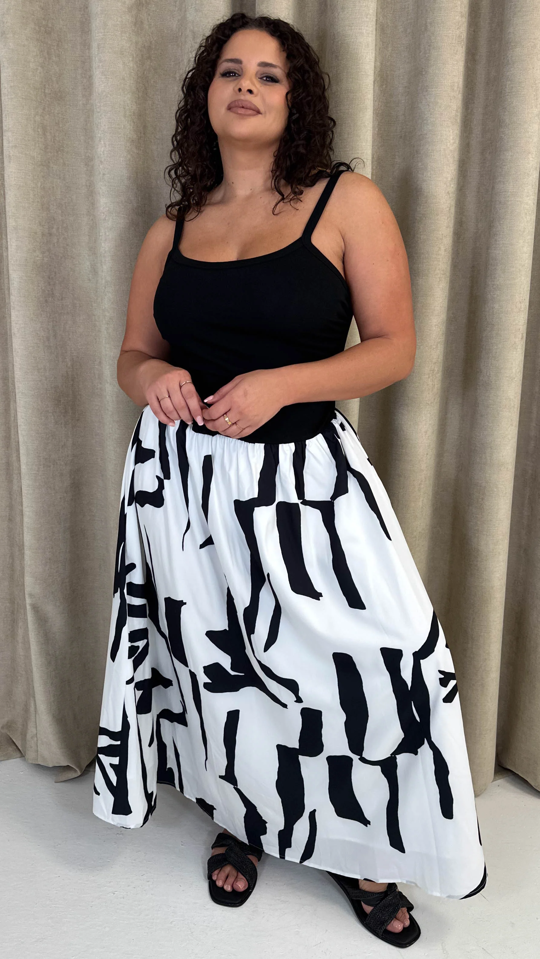 CurveWow Jersey Cami Maxi Dress Mono - Image 6