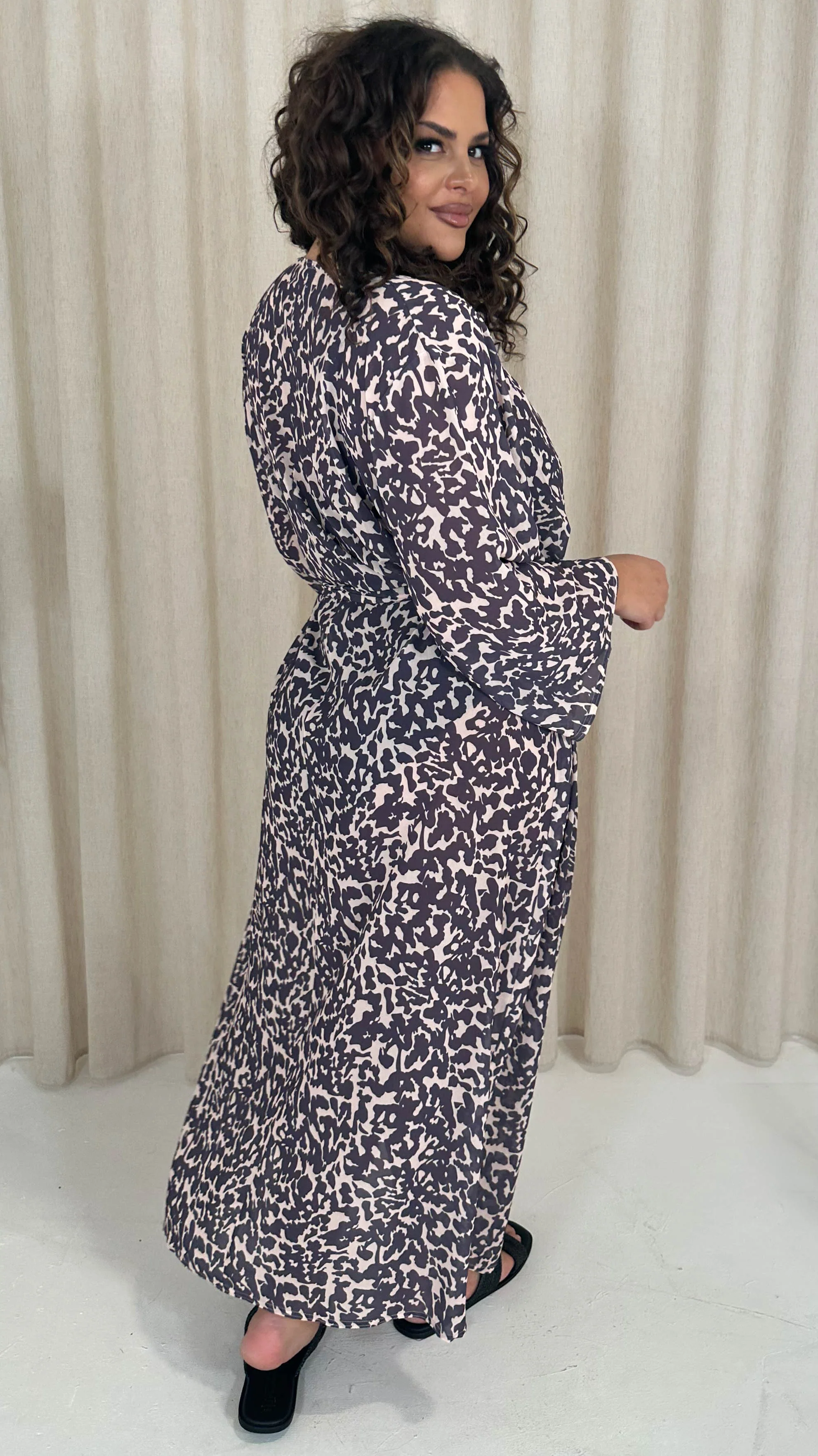 CurveWow Kimono Tie Waist Cover Up Animal Print - Image 6