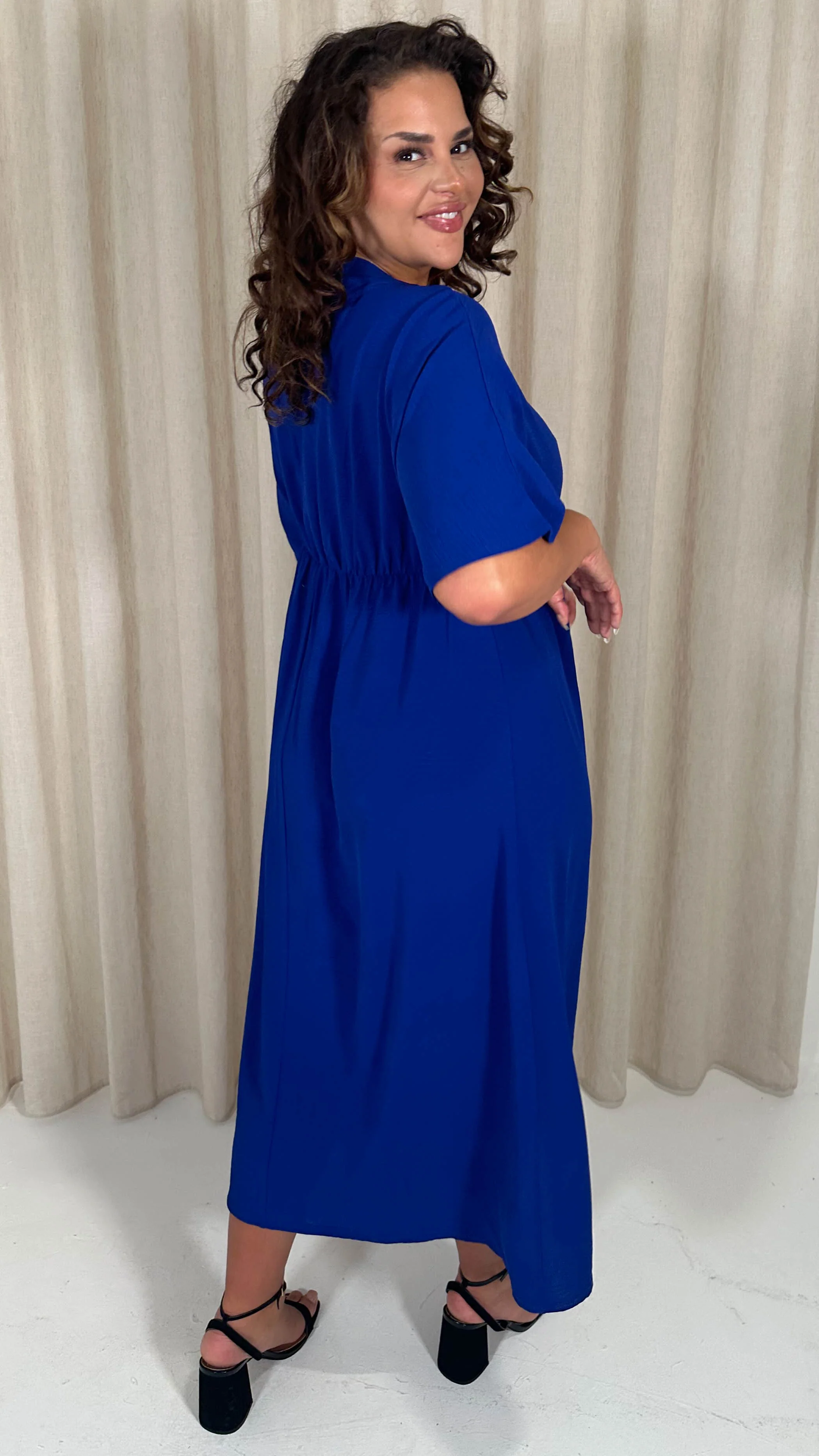 CurveWow Kimono Wrap Midaxi Dress Cobalt Blue - Image 6