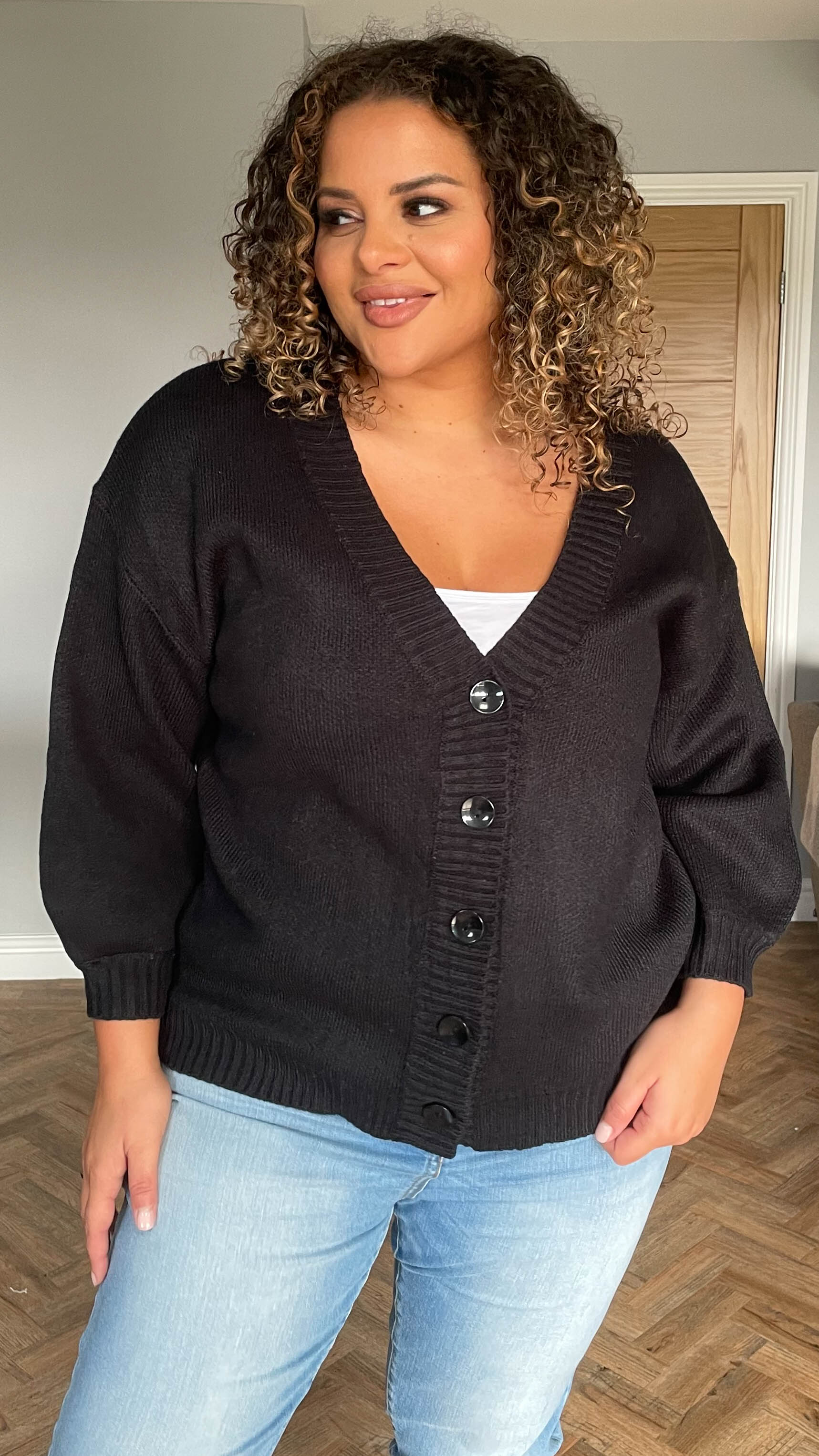 CurveWow Knitted Cardigan Black