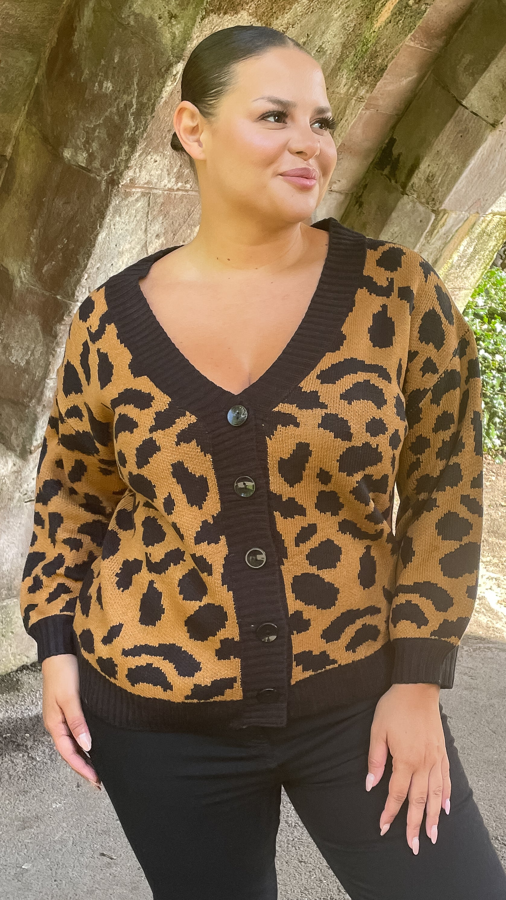 CurveWow Knitted Cardigan Leopard Print - Image 5