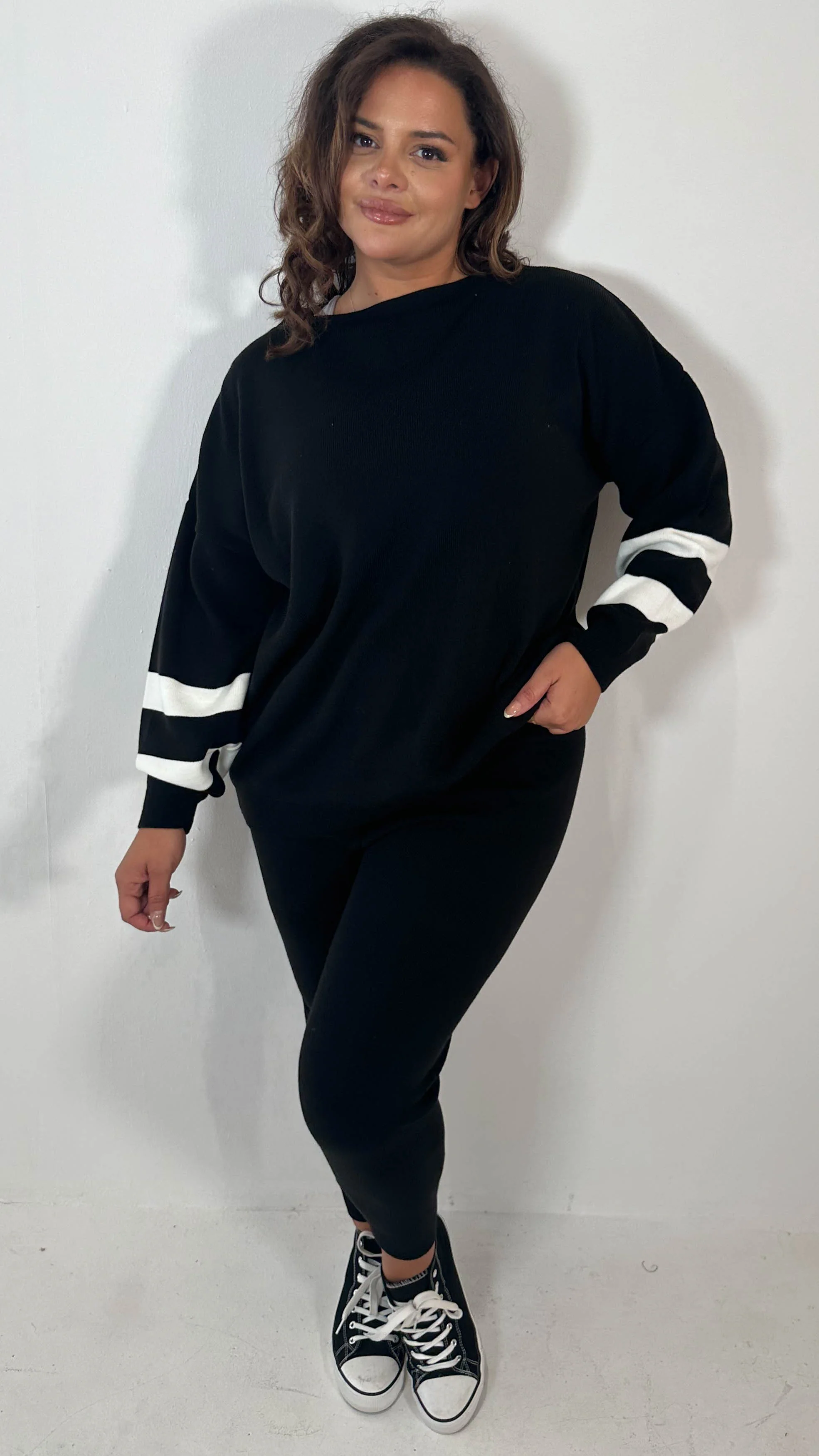 CurveWow Knitted Co-Ord Black - Image 3
