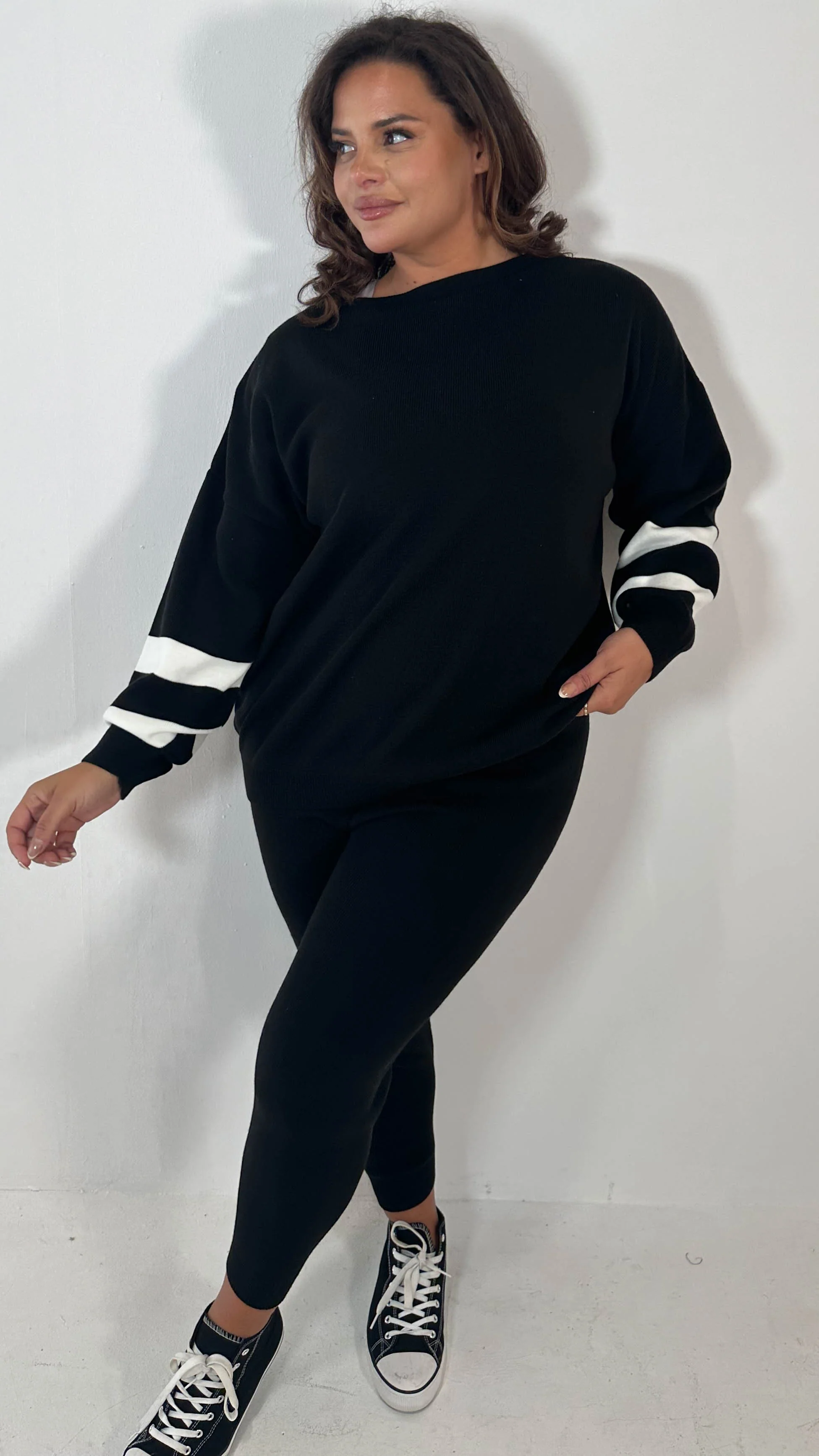 CurveWow Knitted Co-Ord Black - Image 4