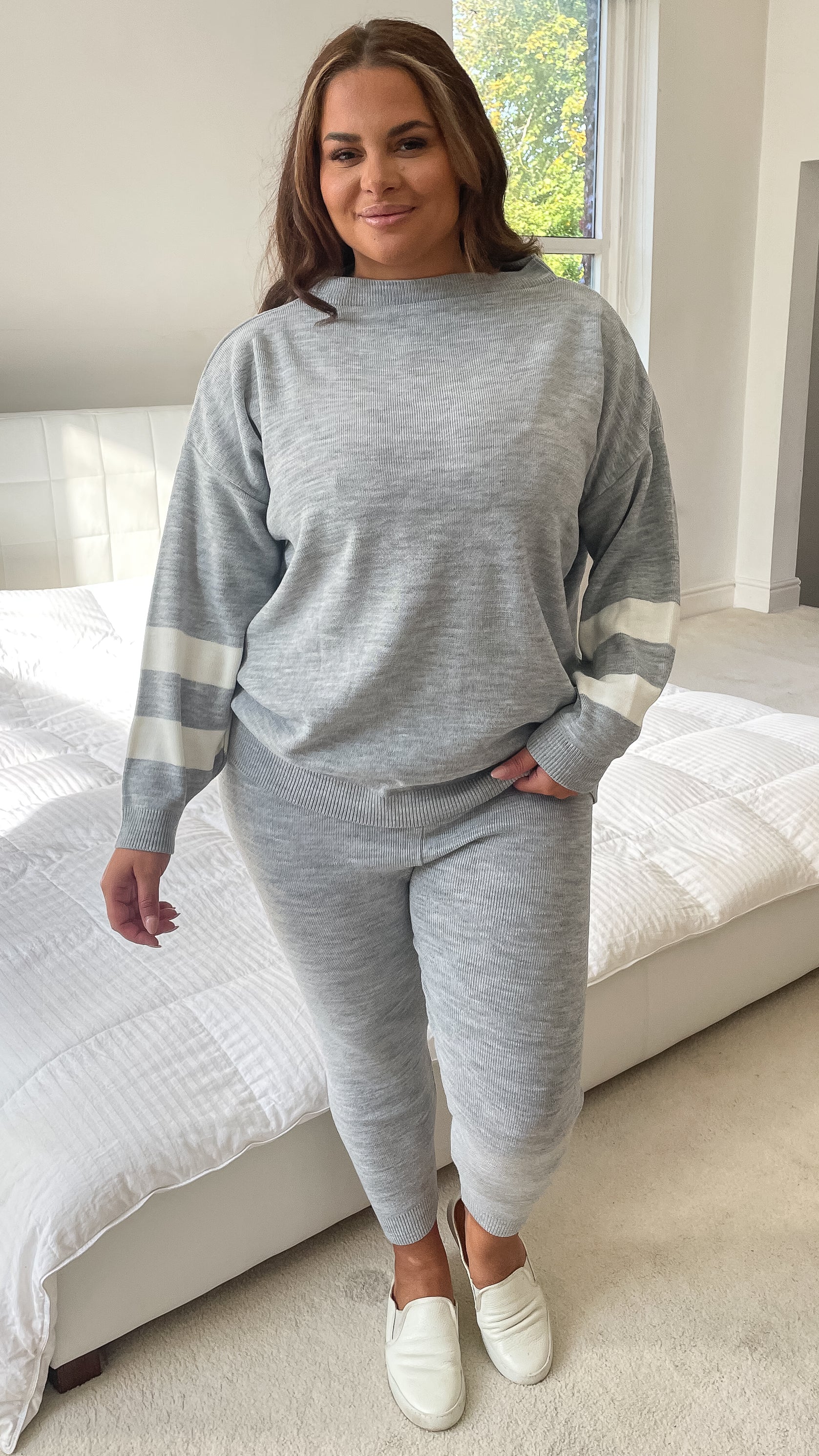 CurveWow Knitted Co-Ord Grey - Image 3
