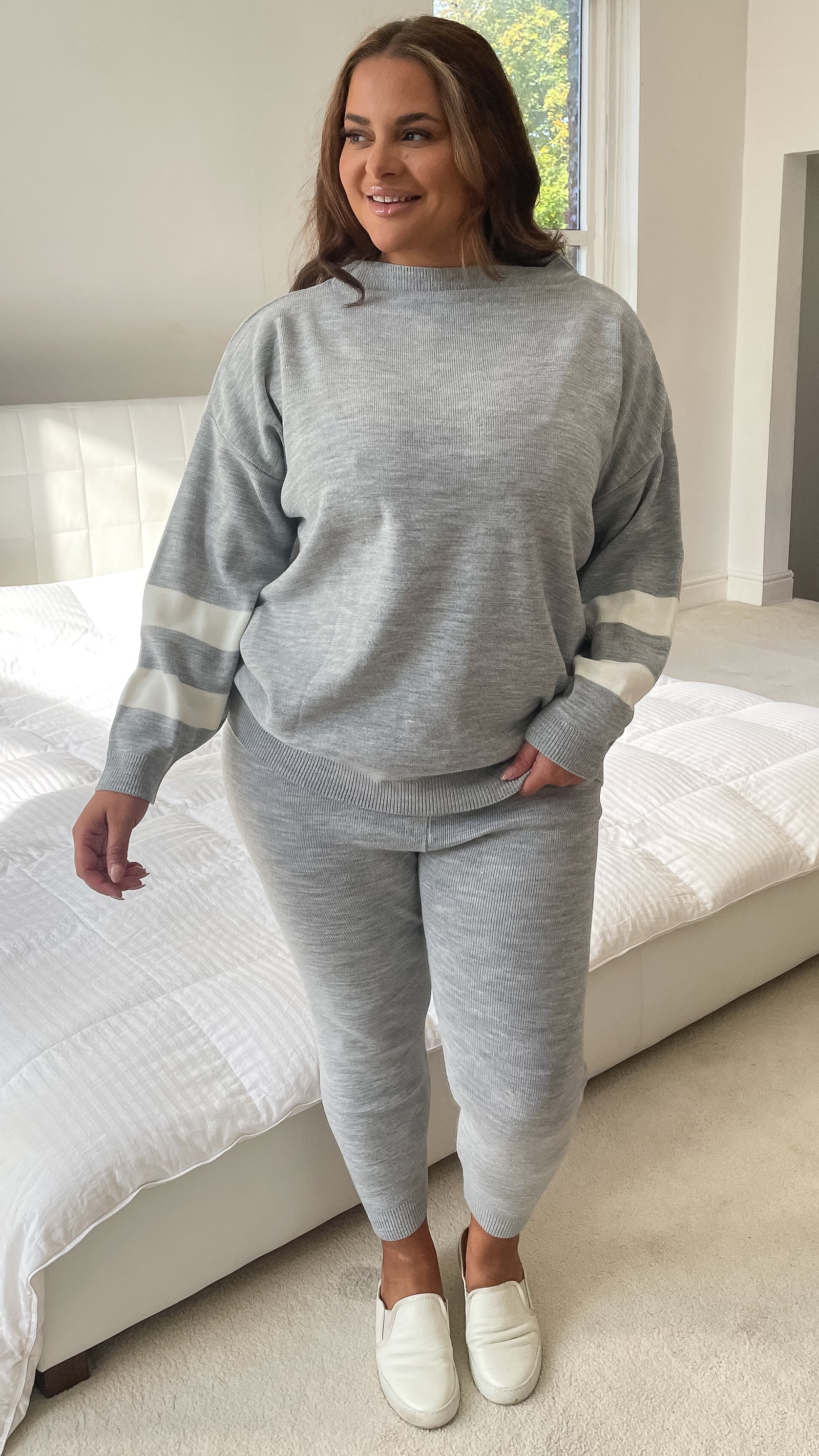 CurveWow Knitted Co-Ord Grey - Image 4