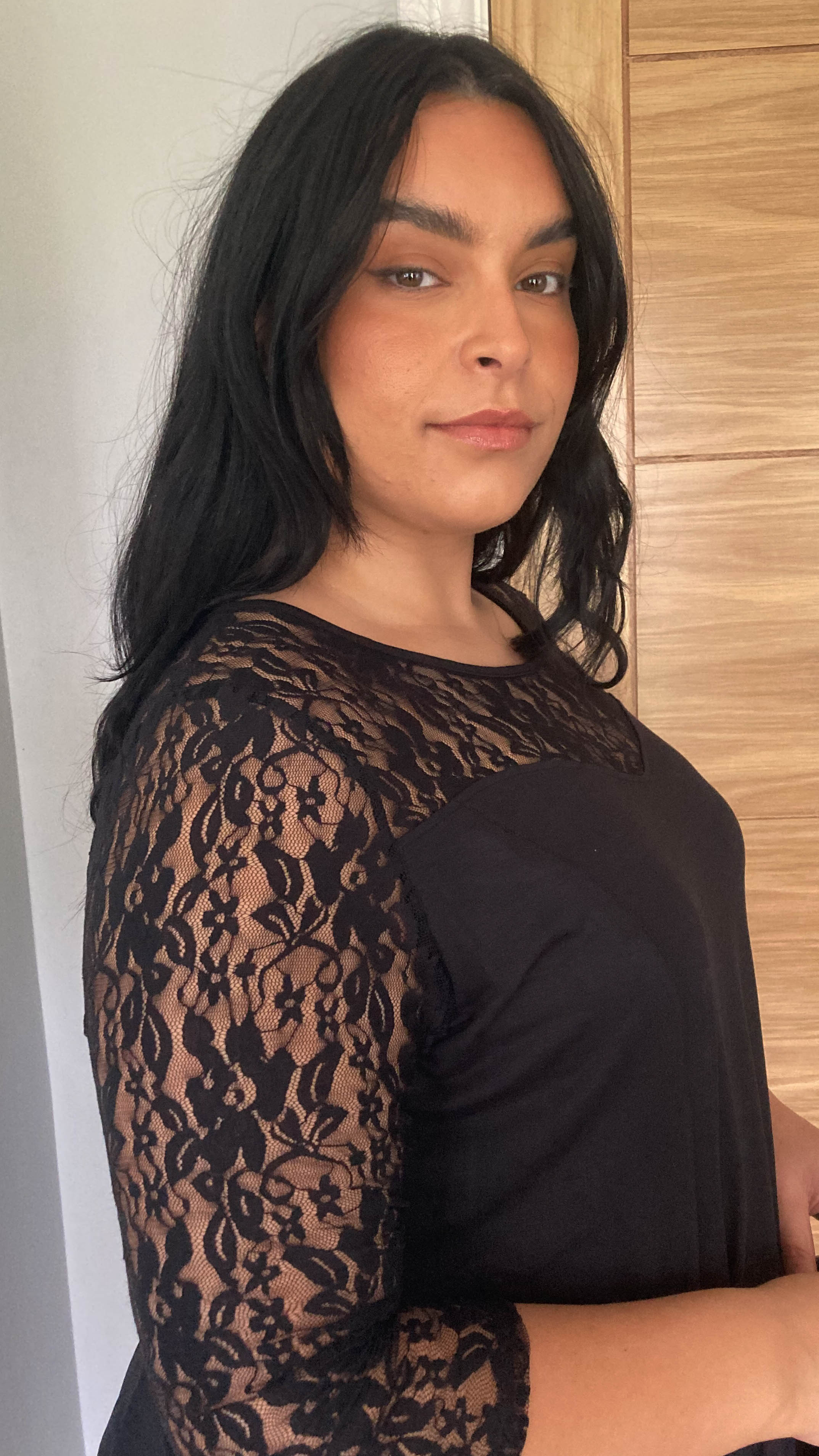 CurveWow Lace Asymmetric Top Black - Image 6
