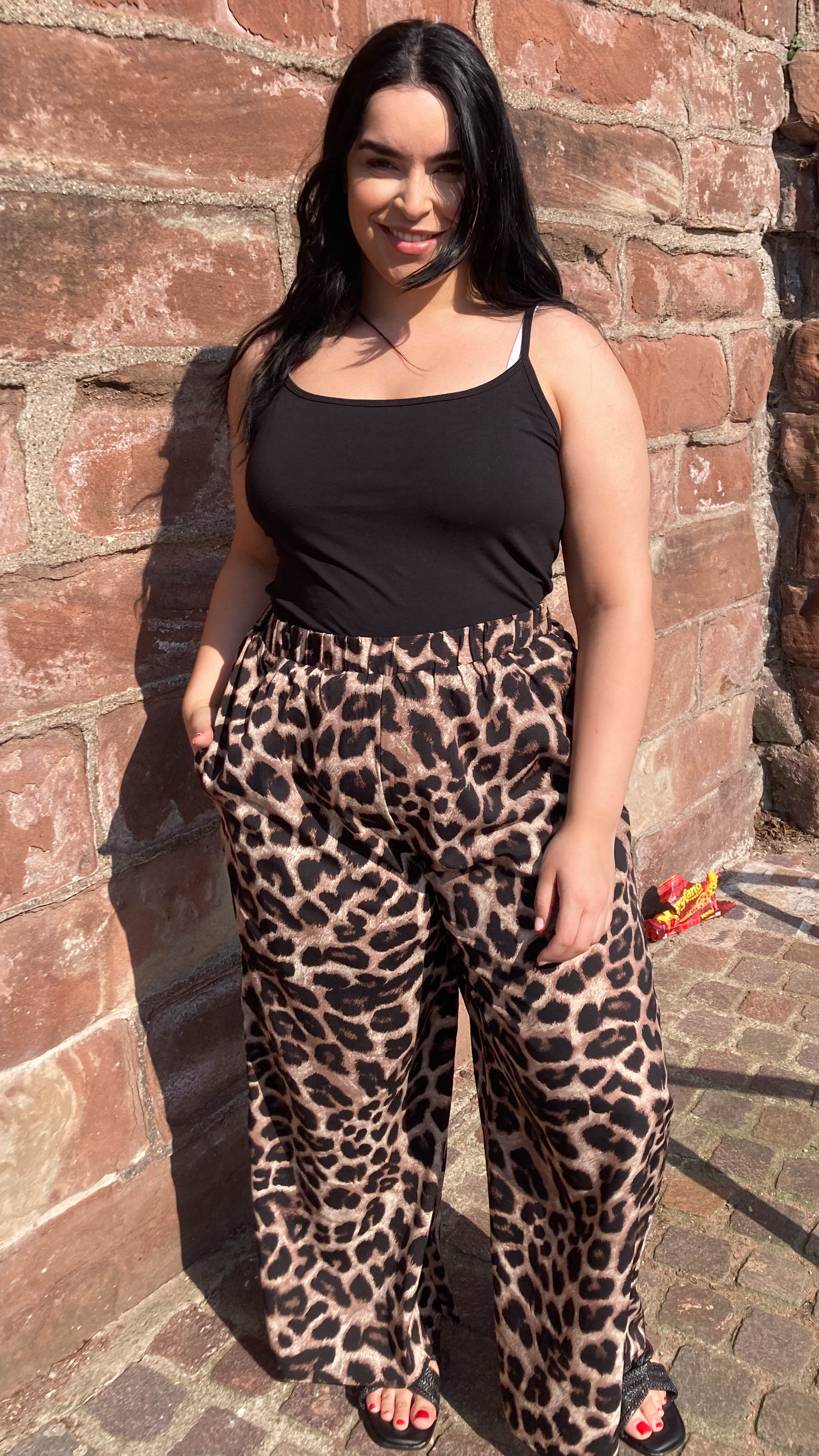 CurveWow Leopard Print Wide Leg Trousers - Image 2