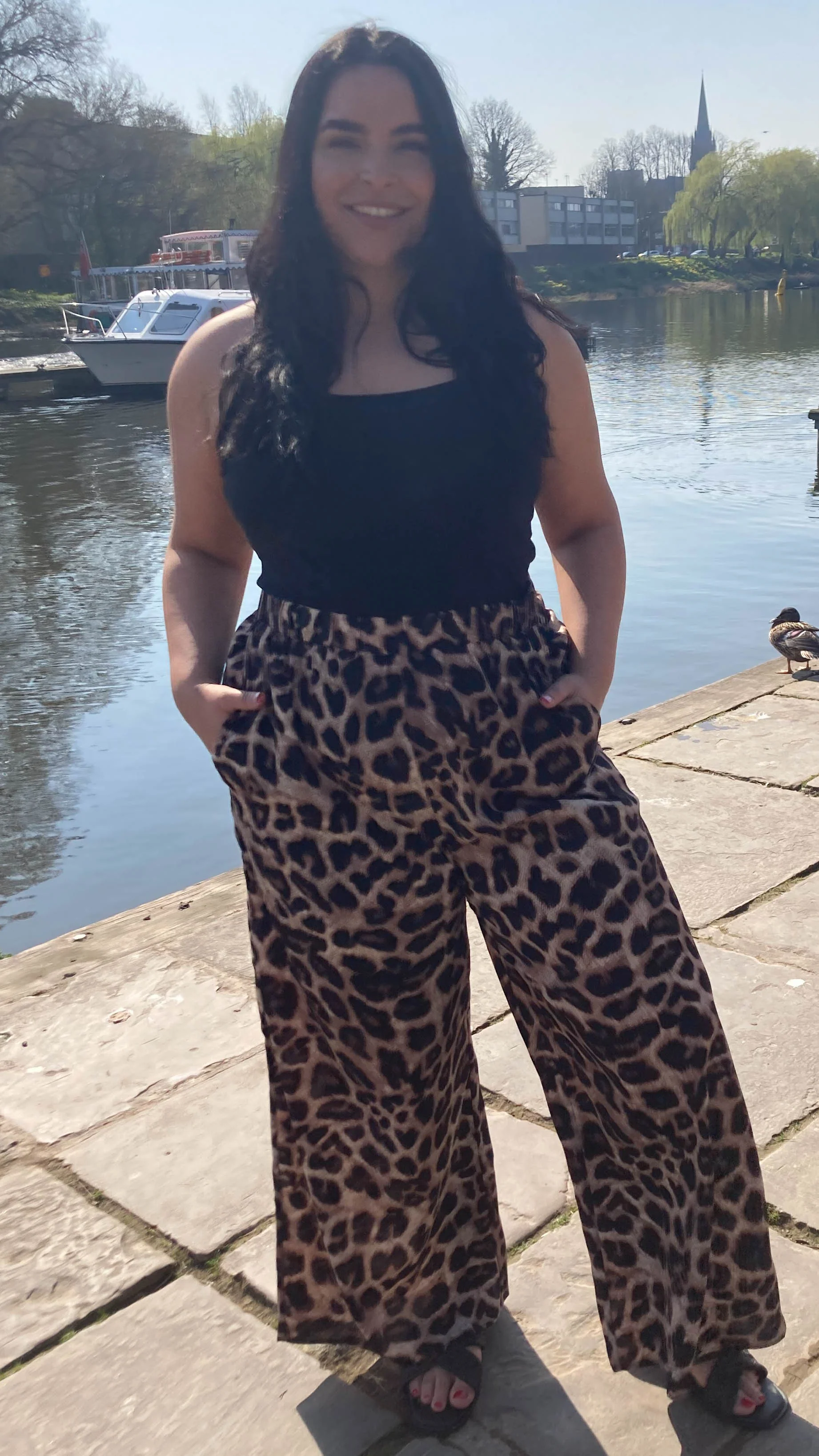 CurveWow Leopard Print Wide Leg Trousers - Image 3