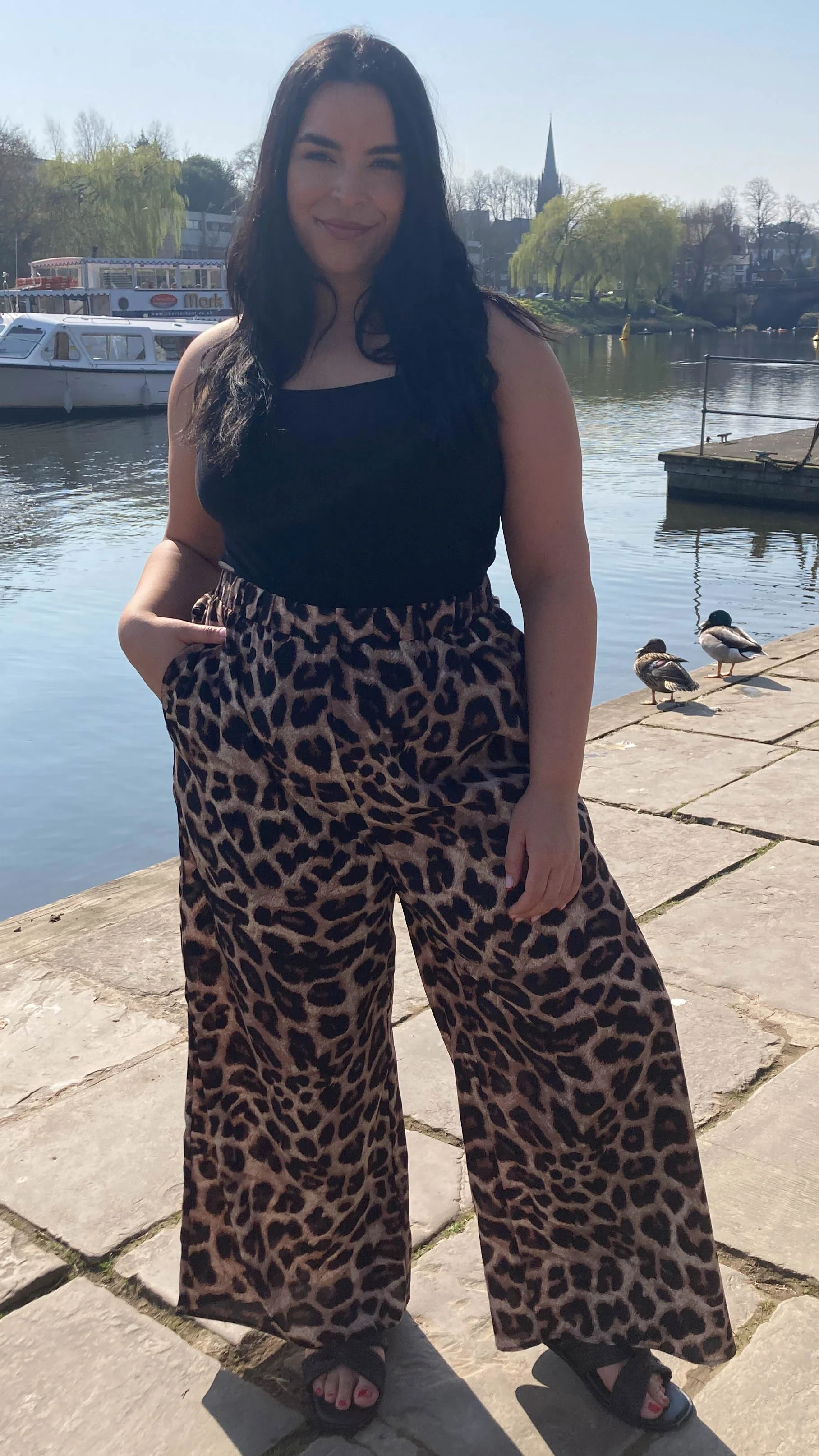 CurveWow Leopard Print Wide Leg Trousers - Image 4