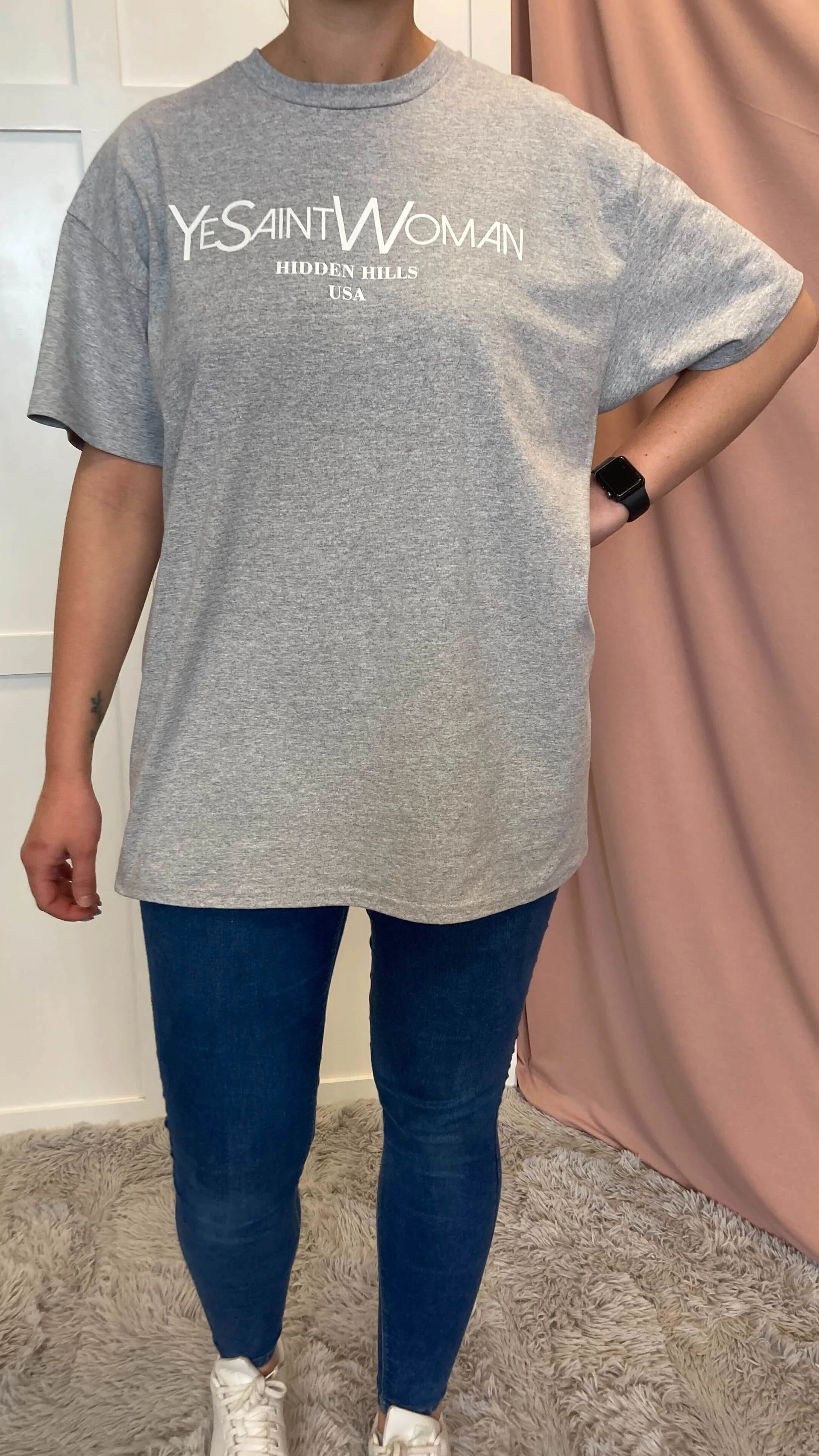 CurveWow Logo Print T-Shirt Grey - Image 7