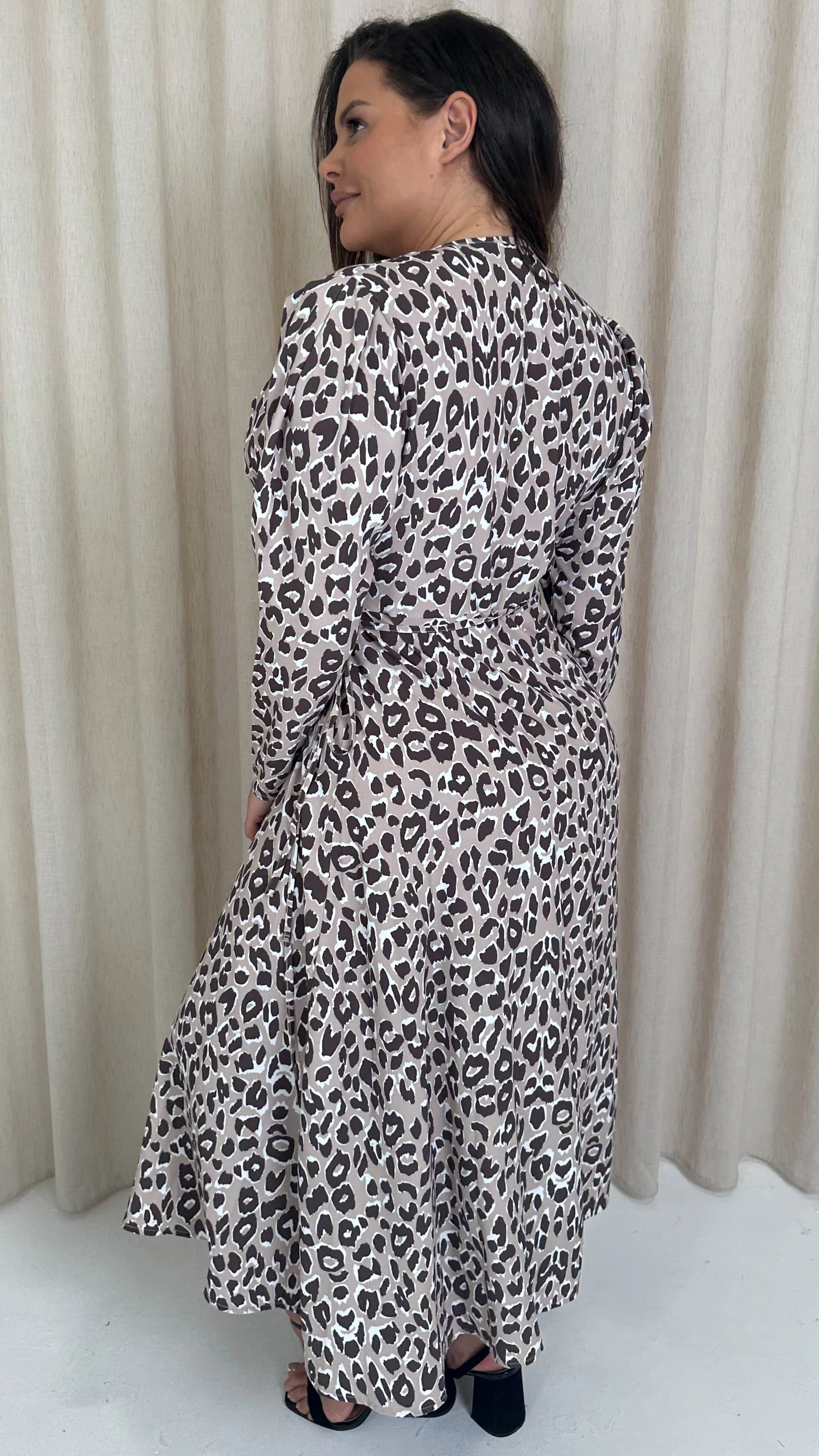 CurveWow Long Sleeve Wrap Dress Animal - Image 7