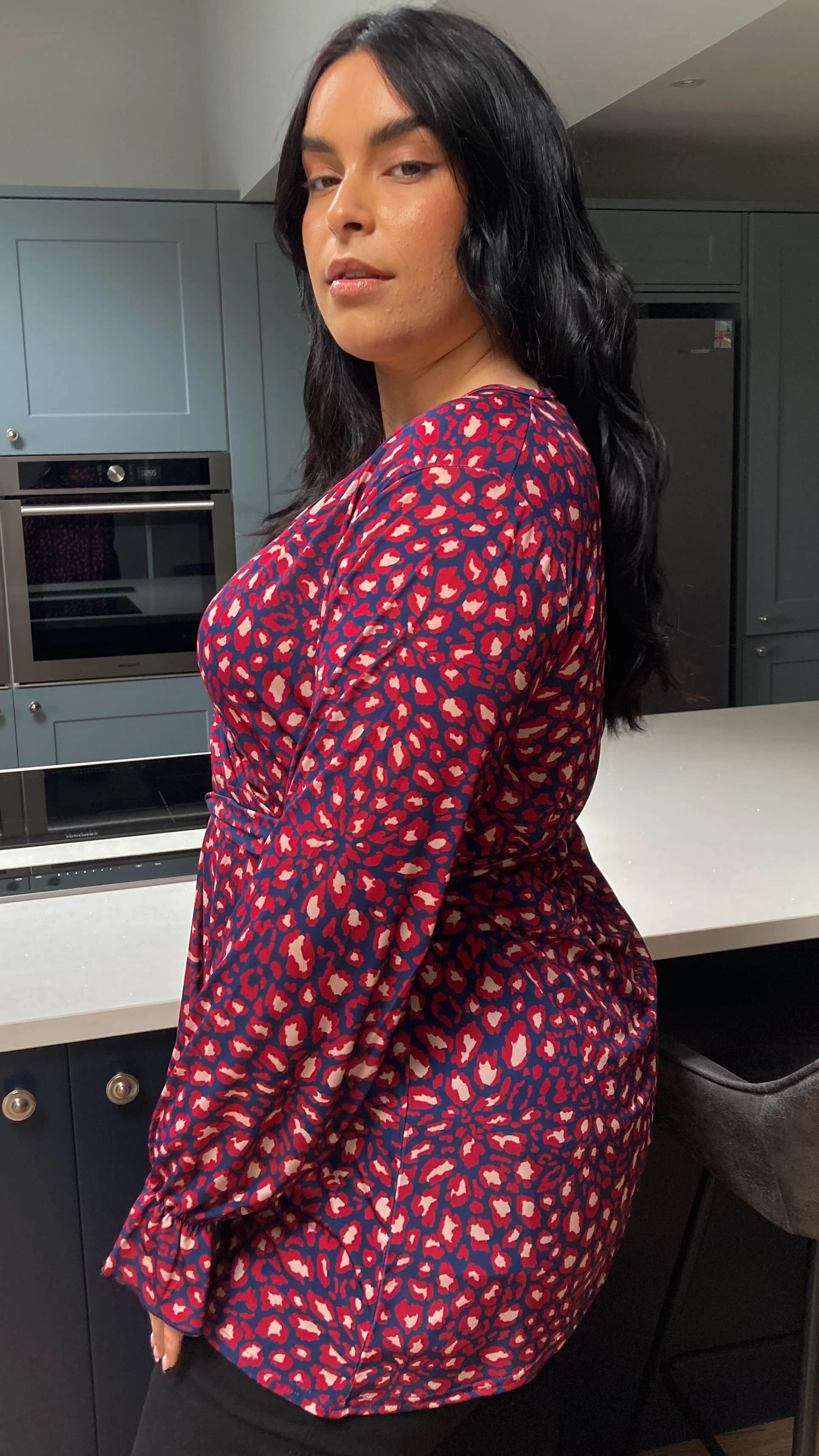 CurveWow Long Sleeve Wrap Top Animal Print - Image 5