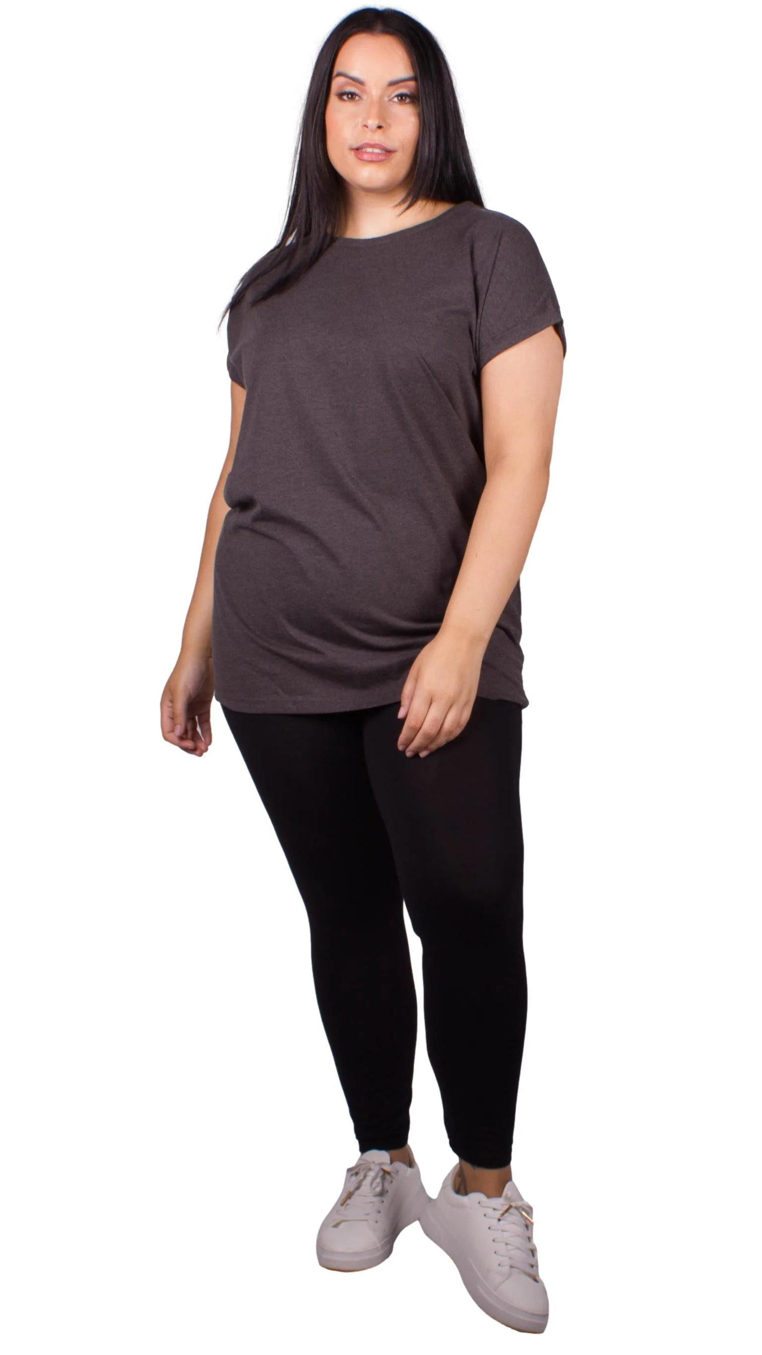 CurveWow Longline Boyfriend T-Shirt Charcoal - Image 9