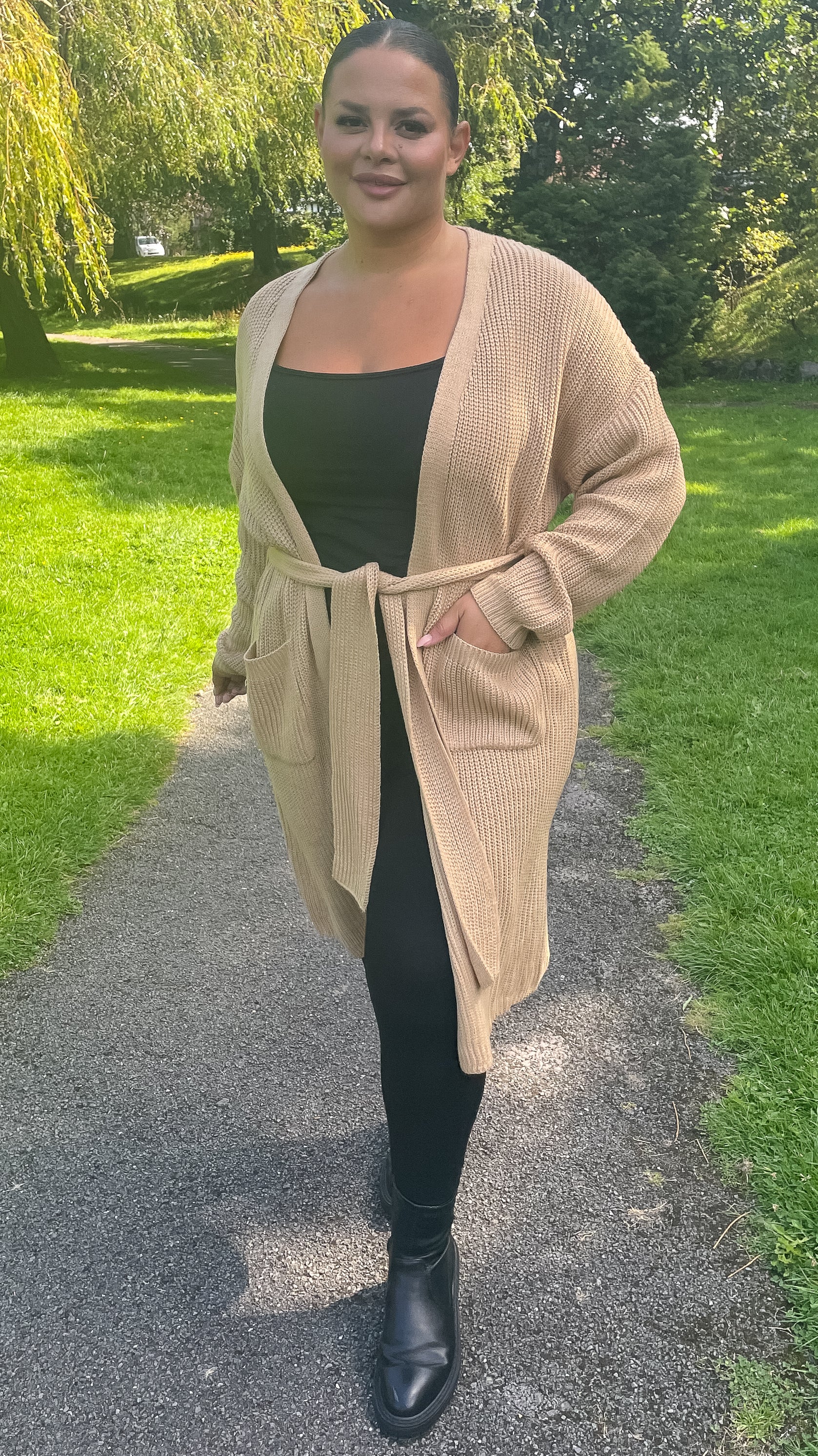 CurveWow Maxi Cardigan Camel - Image 3