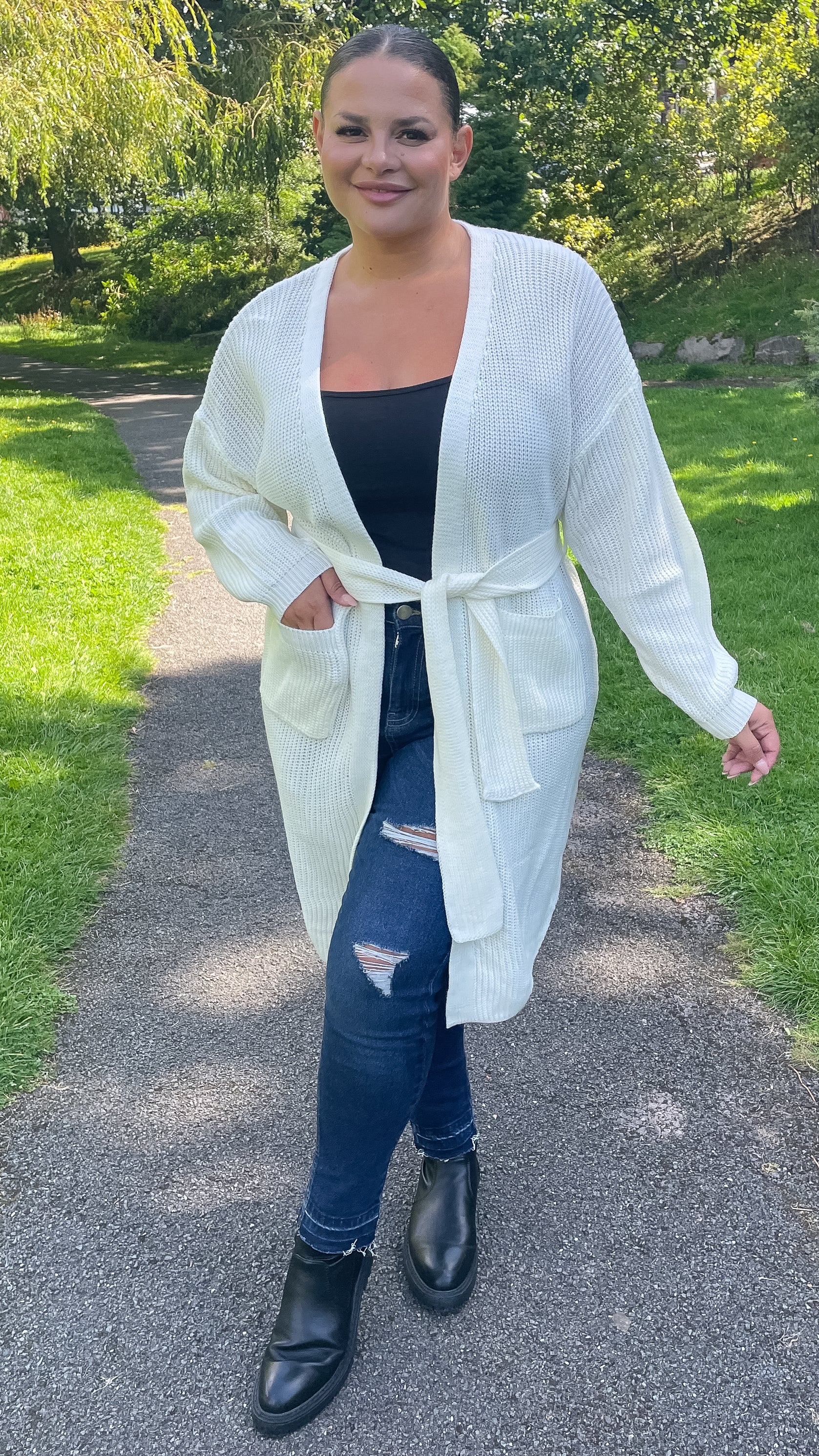 CurveWow Maxi Cardigan Cream - Image 2