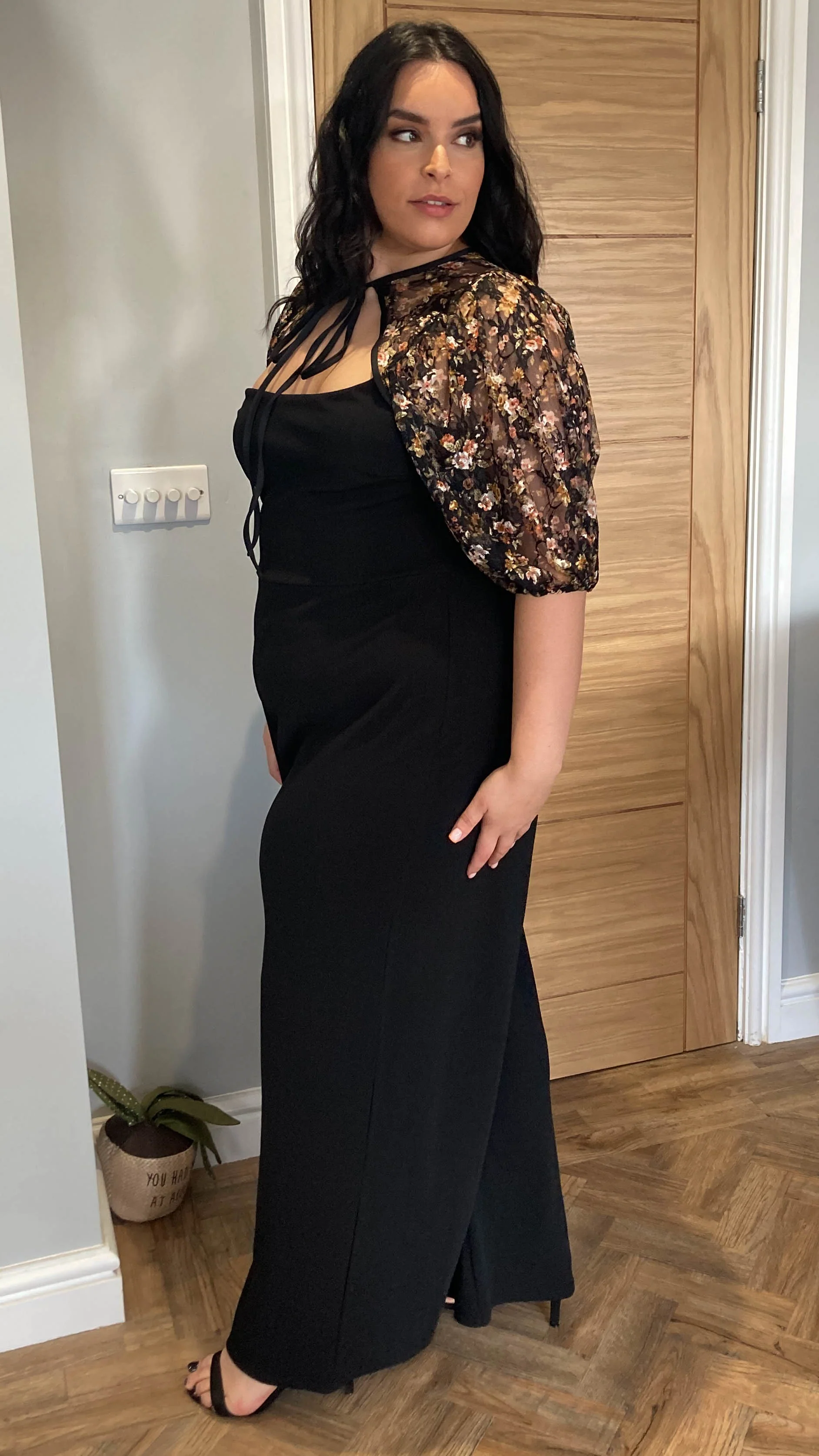 CurveWow Mesh Sleeve Jumpsuit Black - Image 7