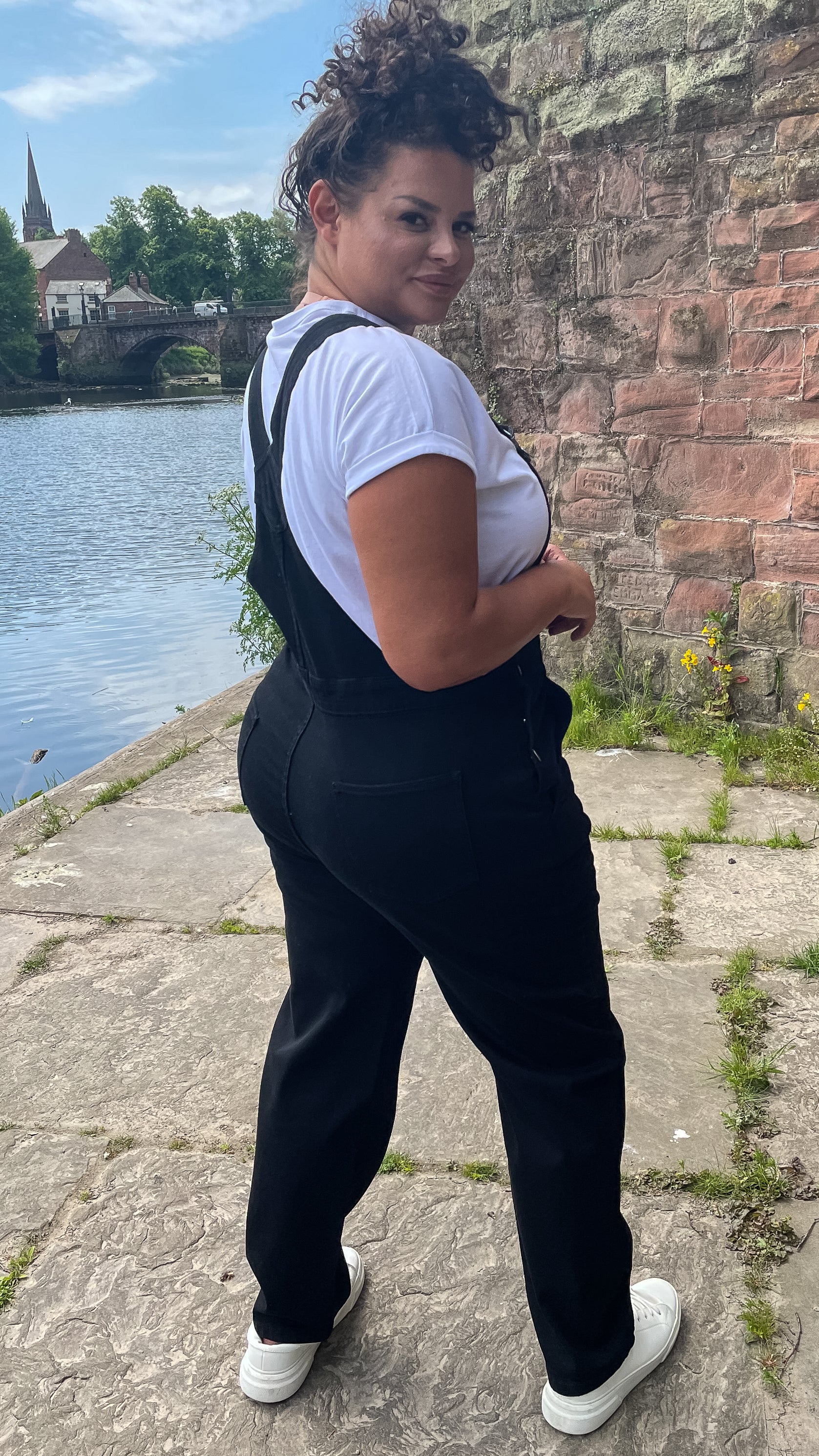 CurveWow Mom Style Denim Dungaree Black - Image 7