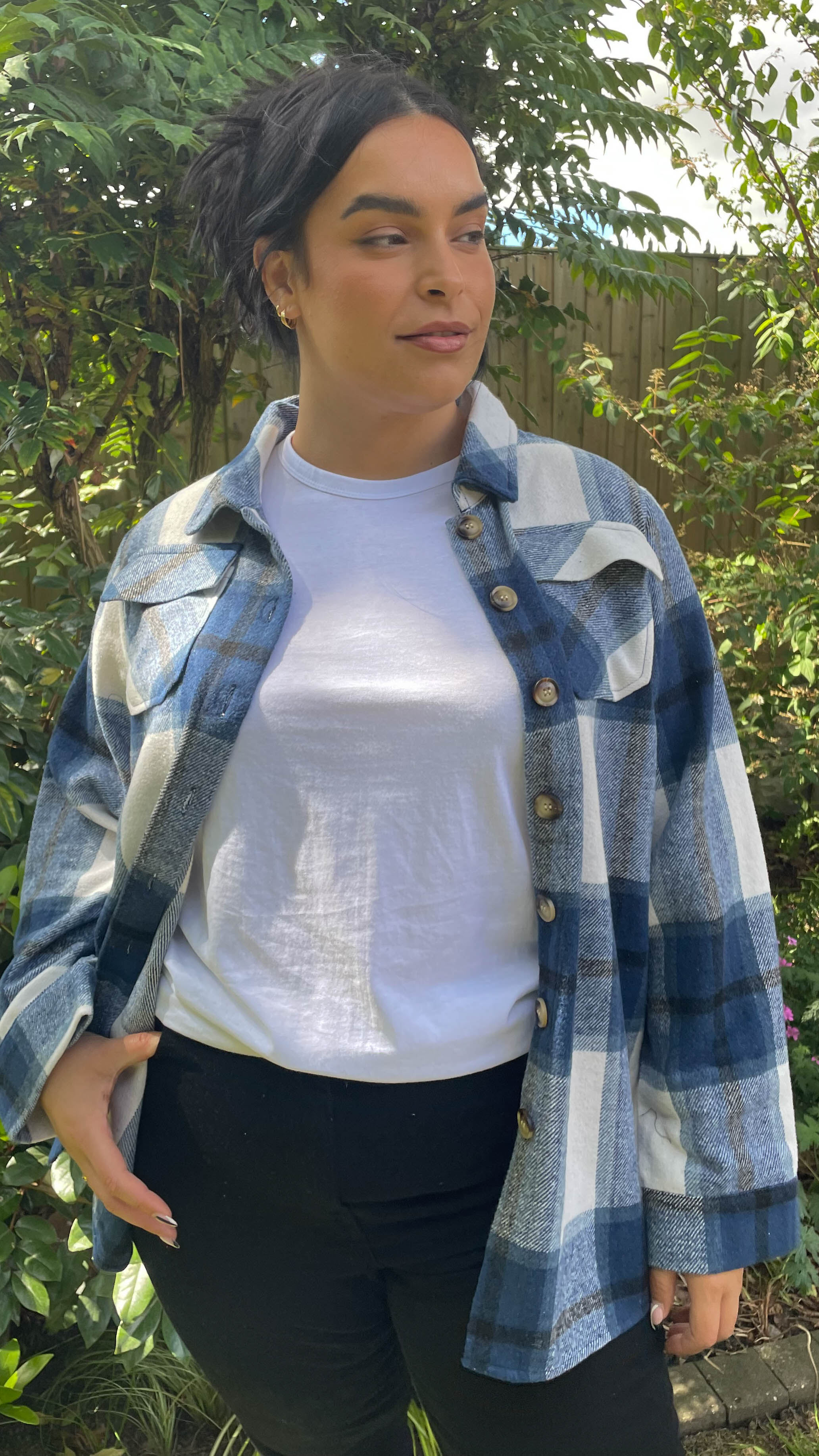 CurveWow Navy Check Shacket - Image 3