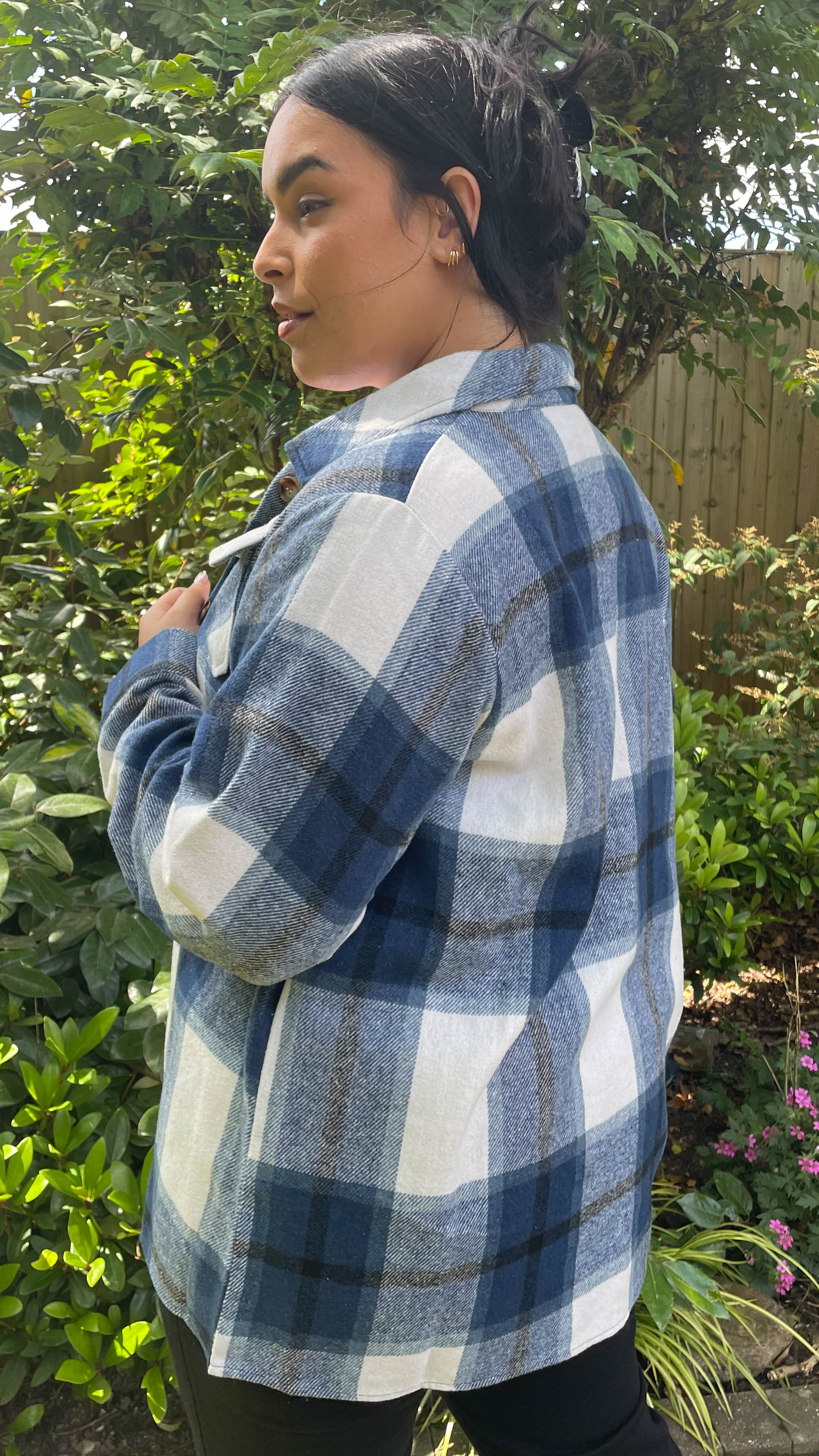 CurveWow Navy Check Shacket - Image 7