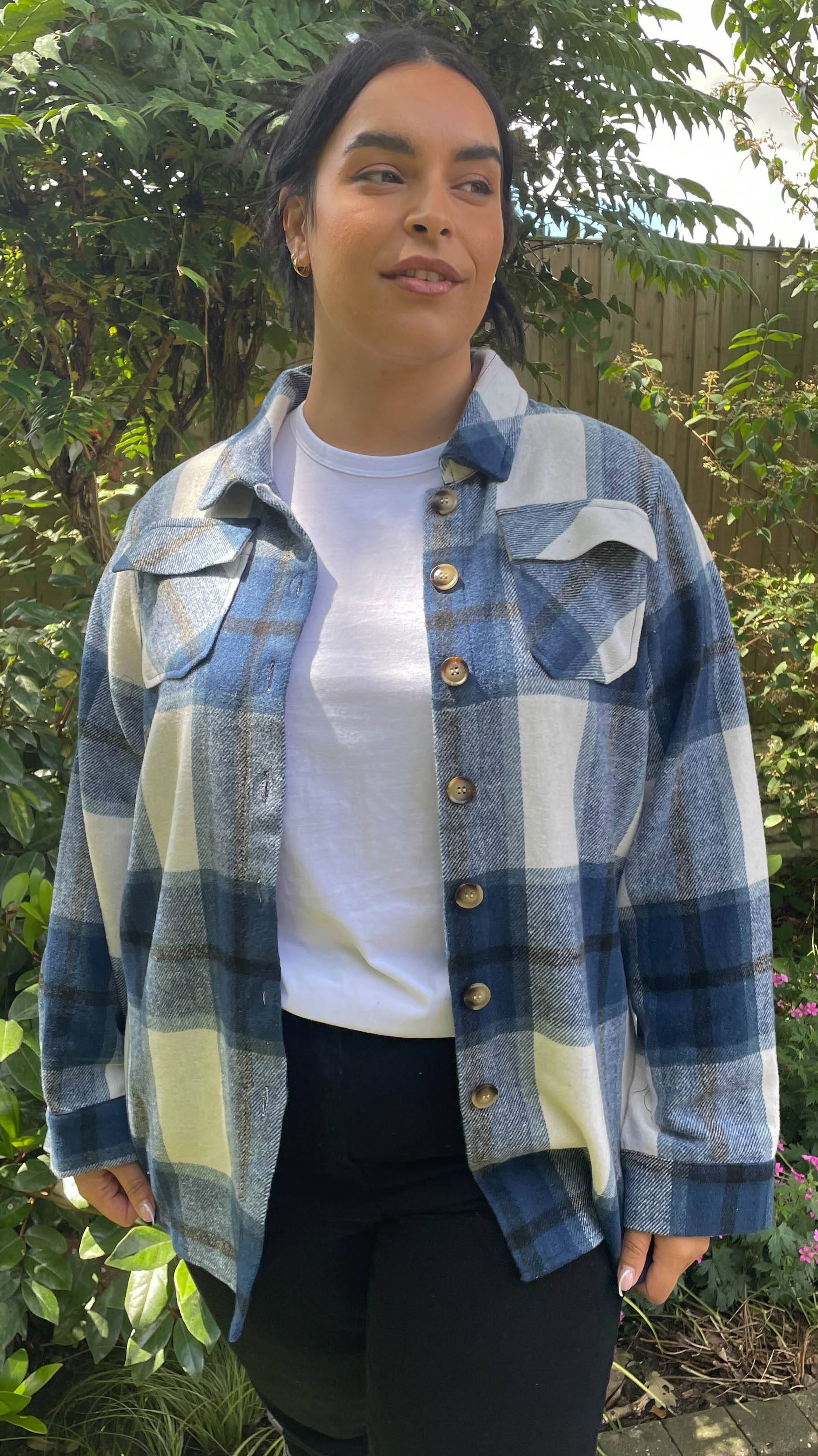 CurveWow Navy Check Shacket - Image 8
