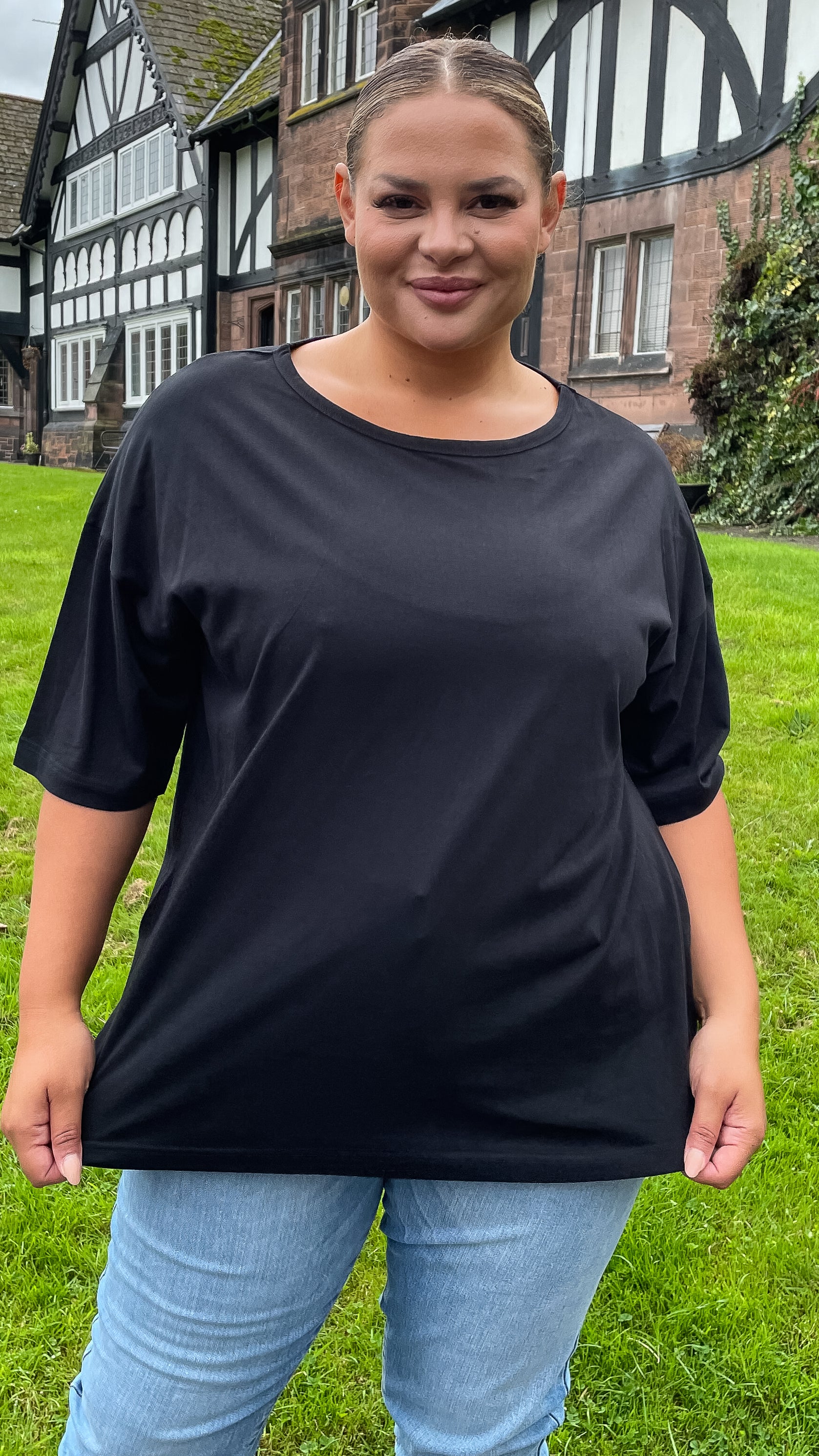 CurveWow Oversized Basic T-Shirt Black - Image 3