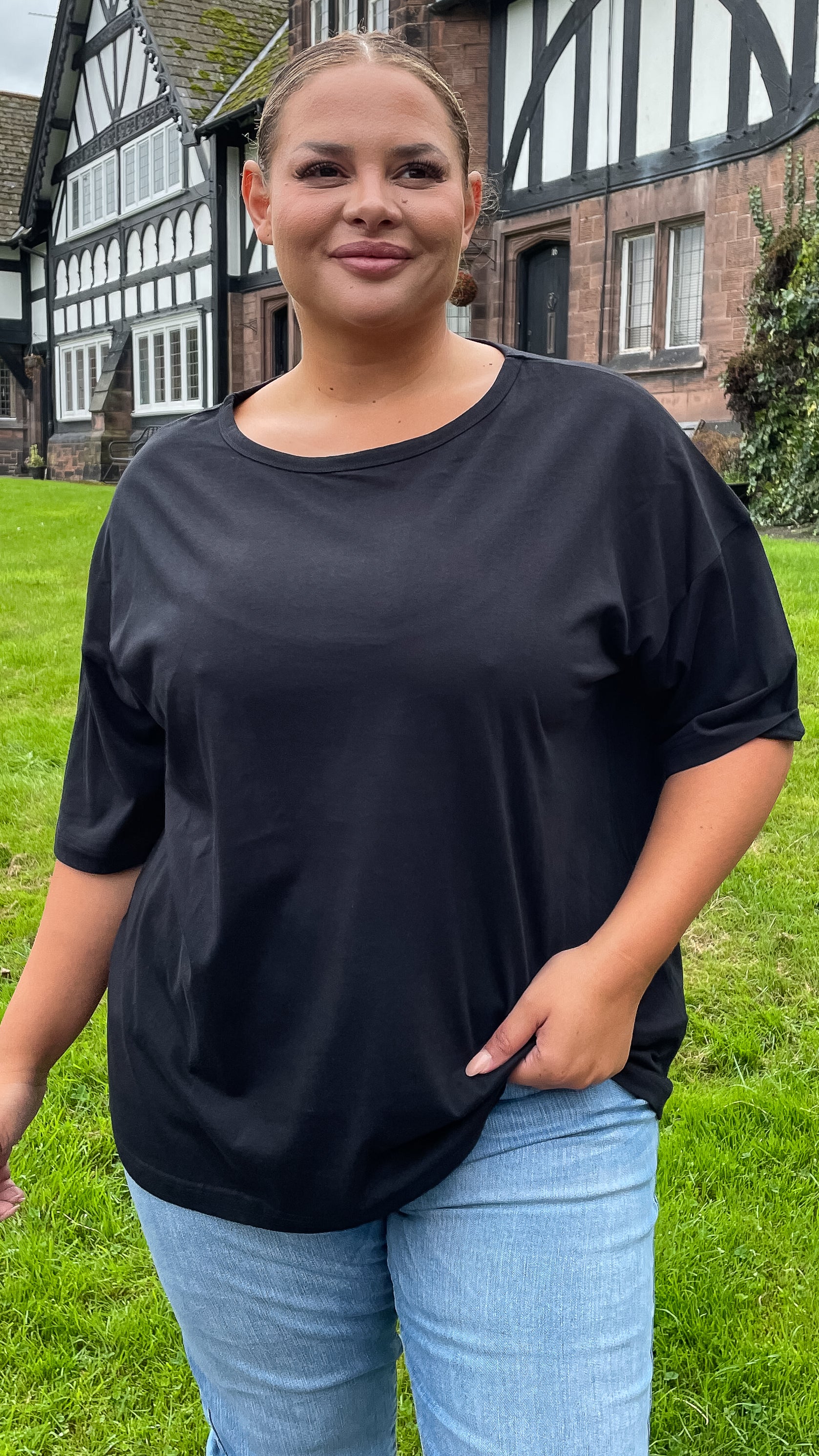 CurveWow Oversized Basic T-Shirt Black - Image 4
