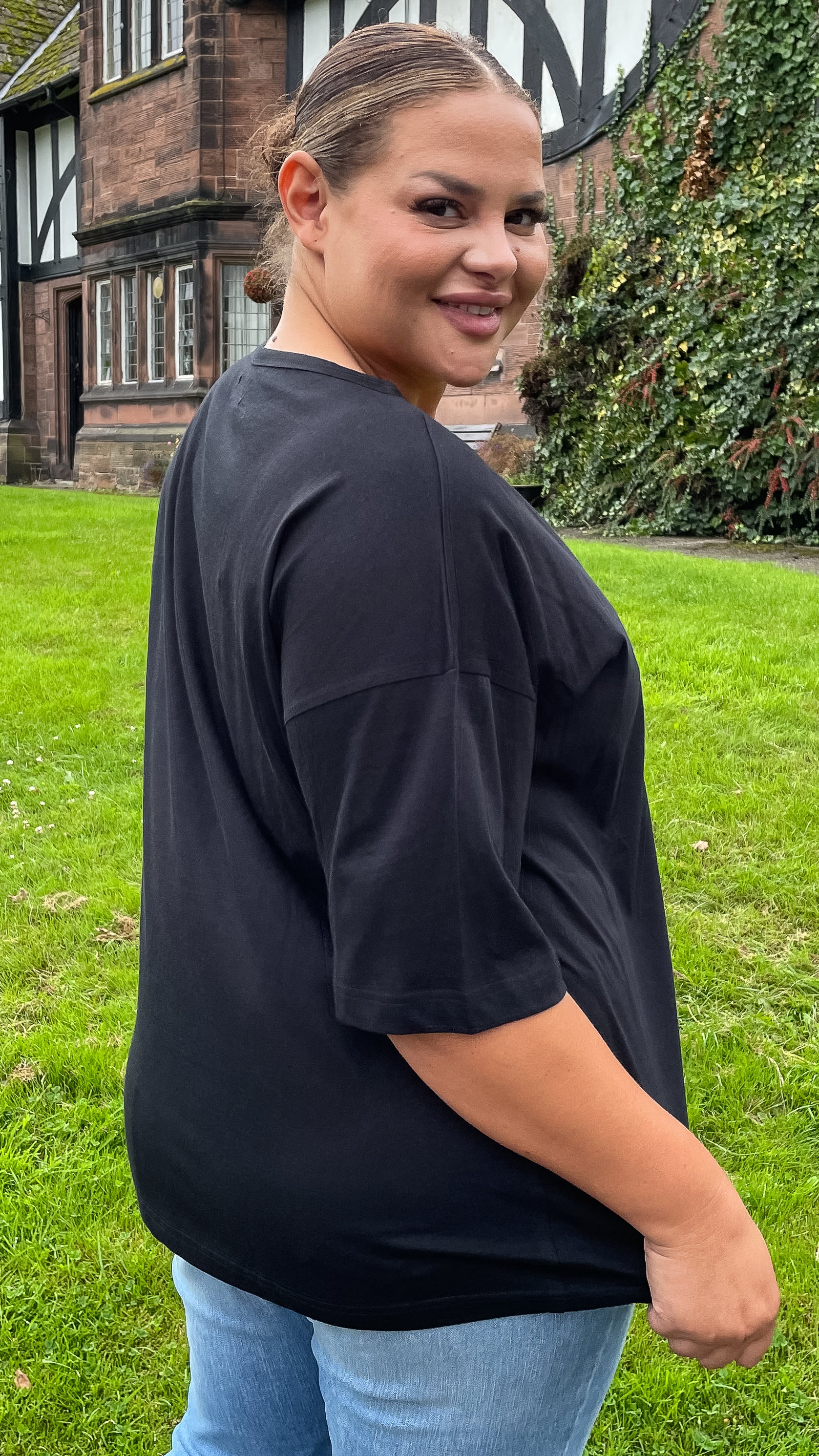 CurveWow Oversized Basic T-Shirt Black - Image 6