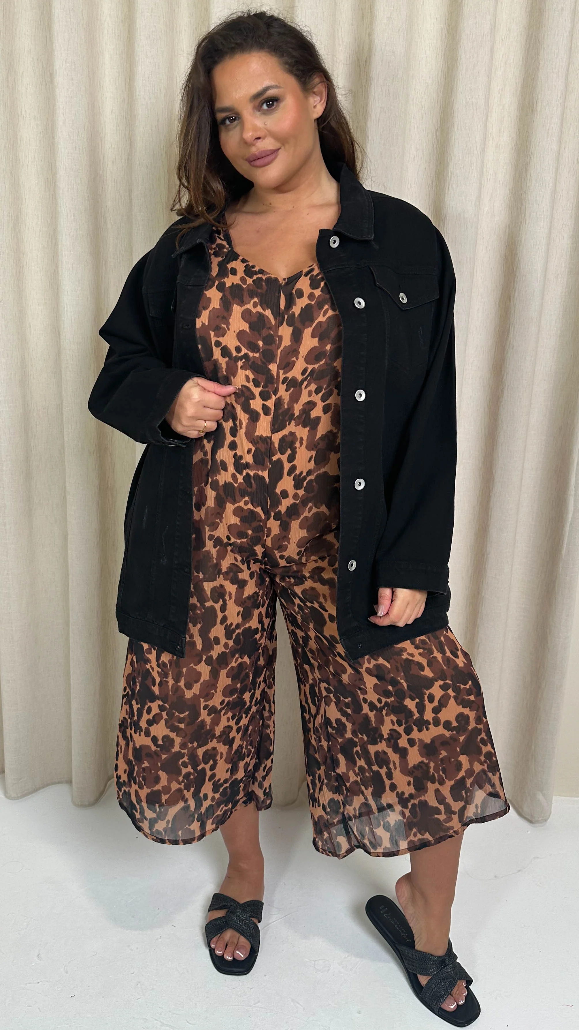 CurveWow Oversized Longline Denim Jacket Black - Image 7