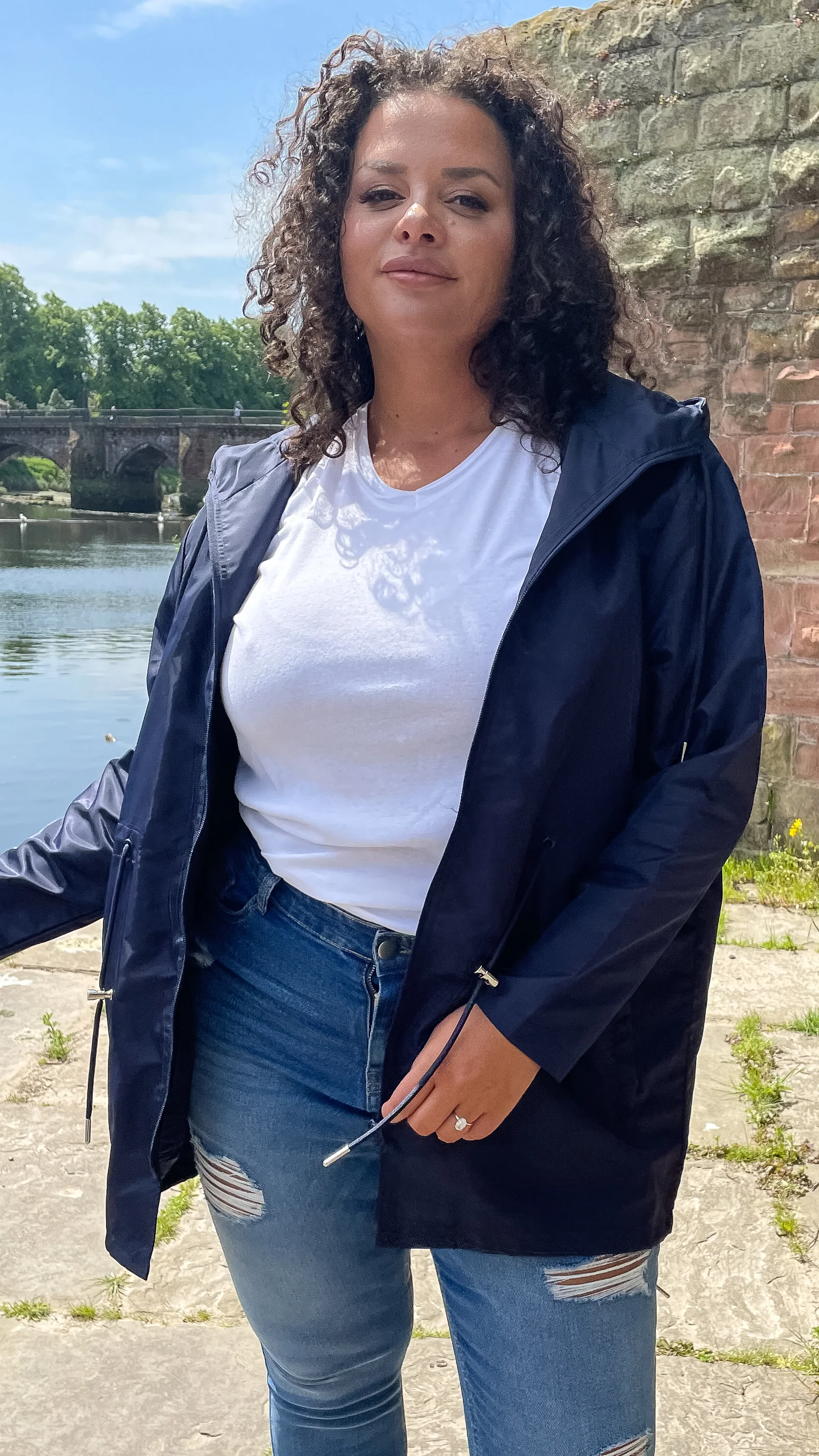 CurveWow Showerproof Parka Jacket Navy - Image 7