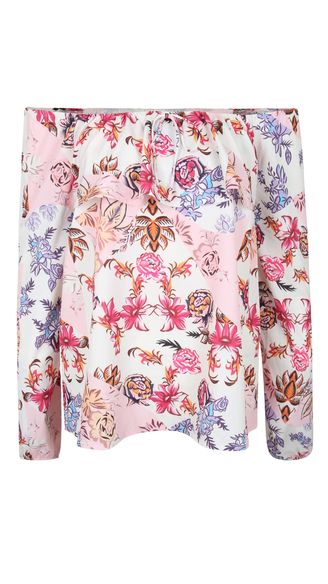 CurveWow Pastel Floral Frill Blouse - Image 7