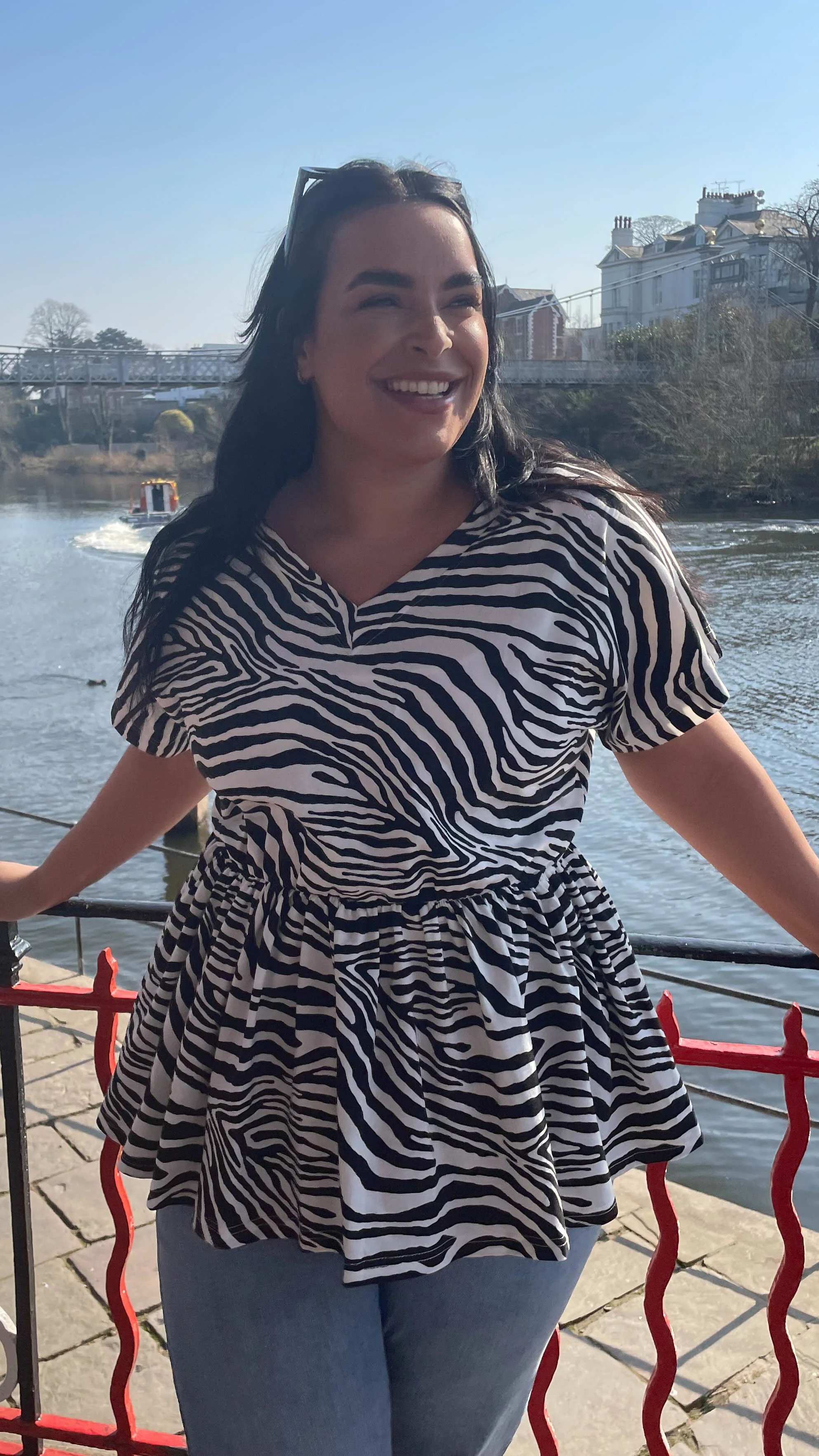 CurveWow Peplum V-Neck Zebra Print - Image 4