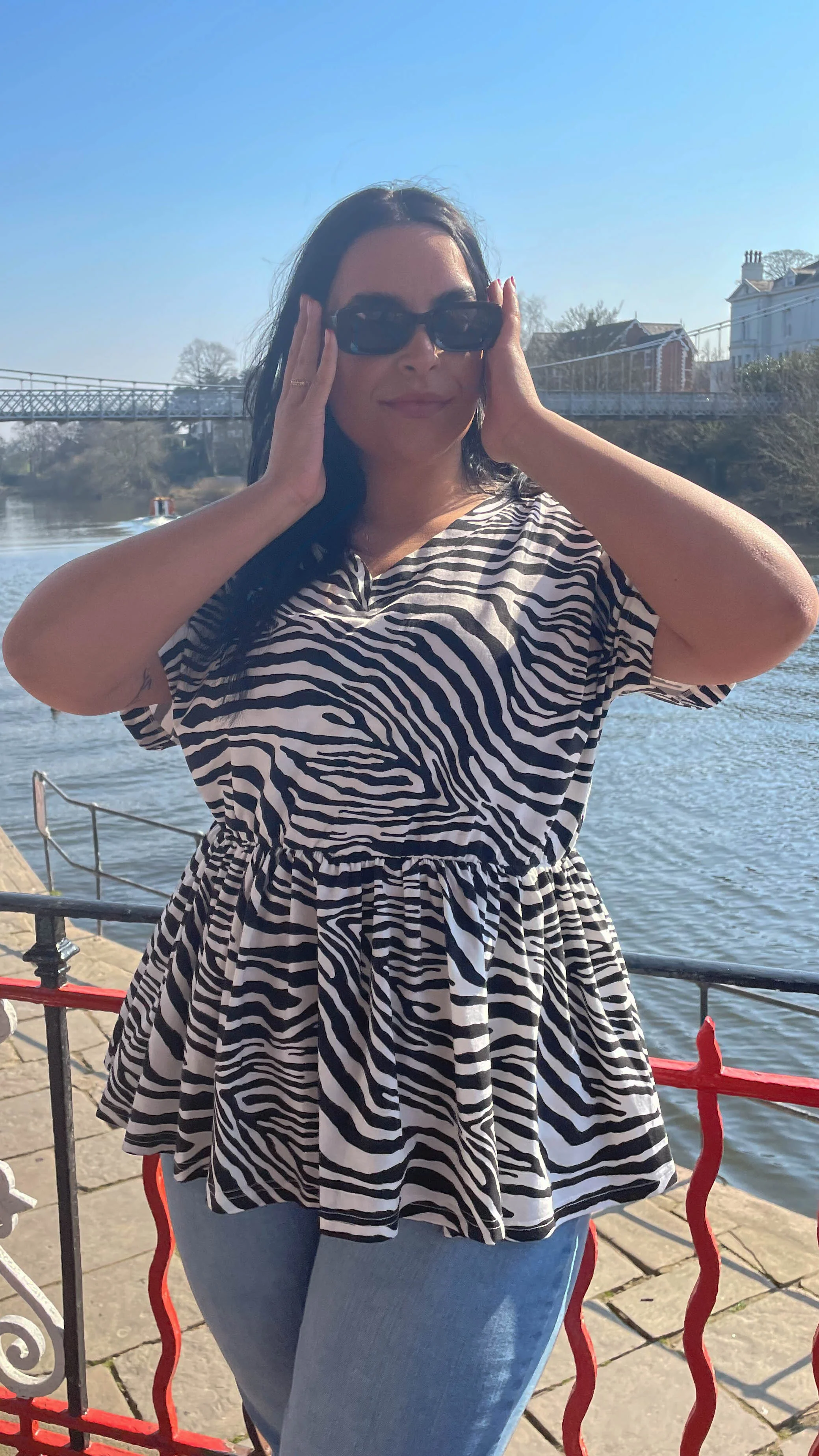 CurveWow Peplum V-Neck Zebra Print - Image 5