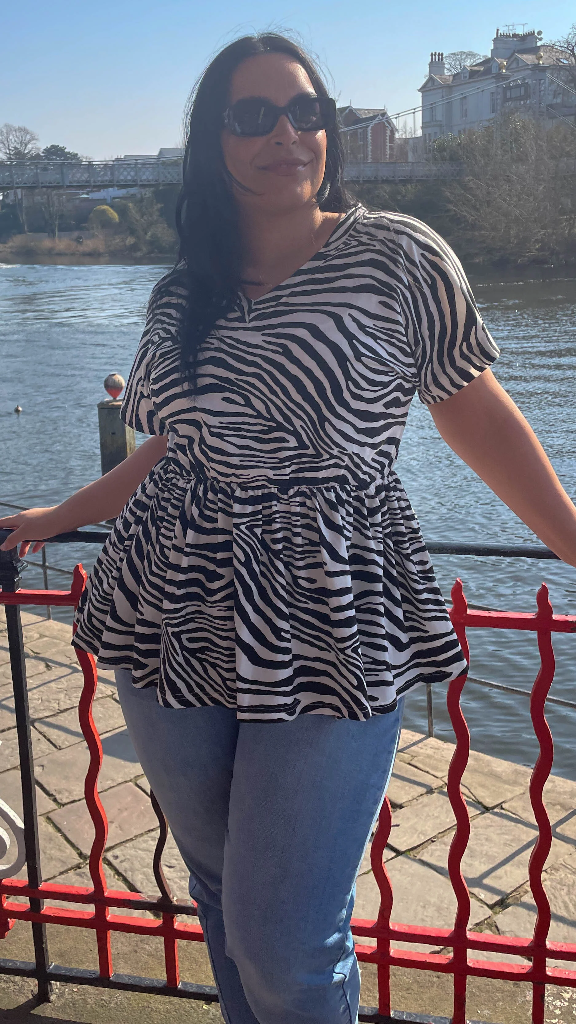 CurveWow Peplum V-Neck Zebra Print - Image 6
