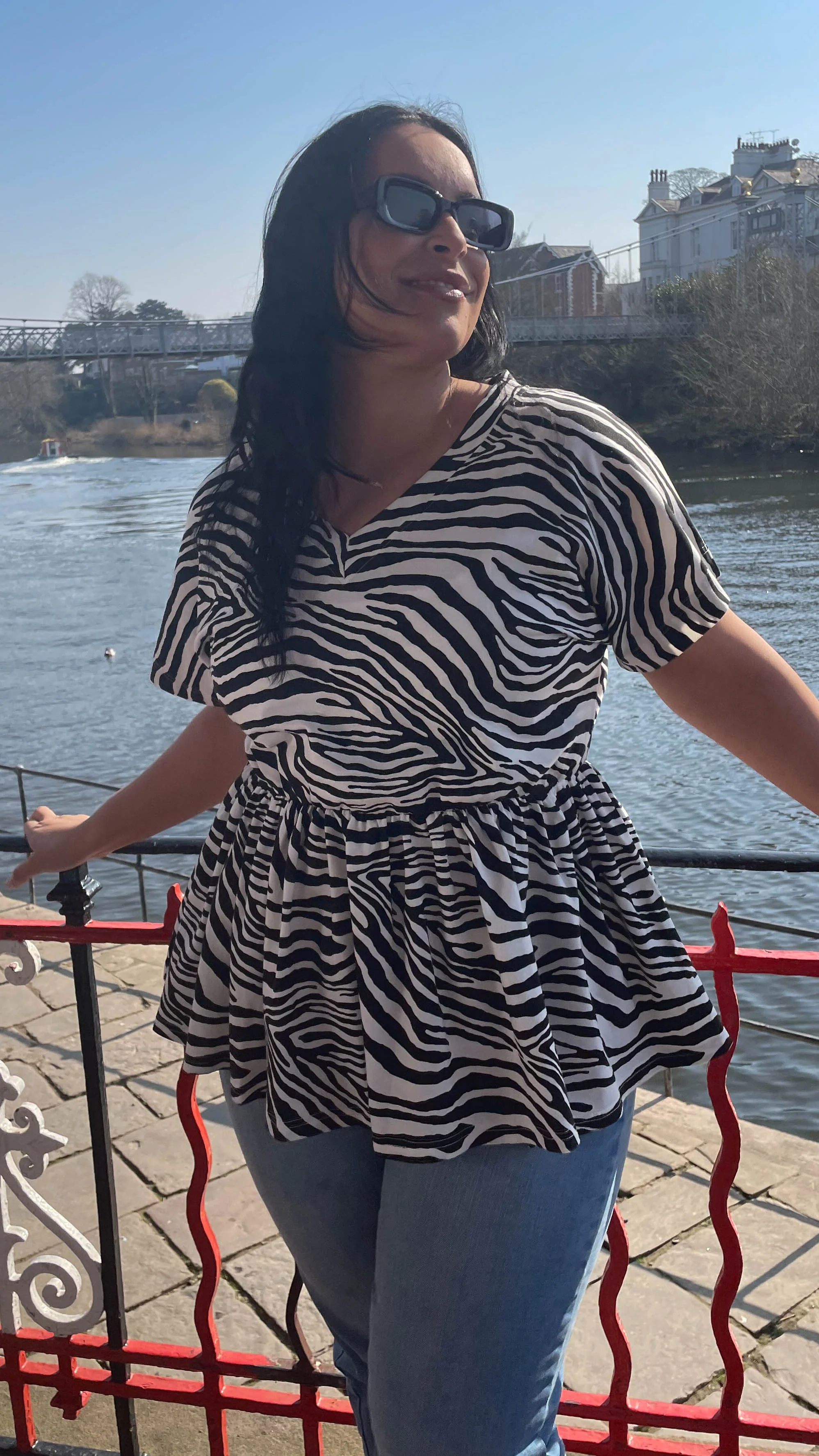 CurveWow Peplum V-Neck Zebra Print - Image 7