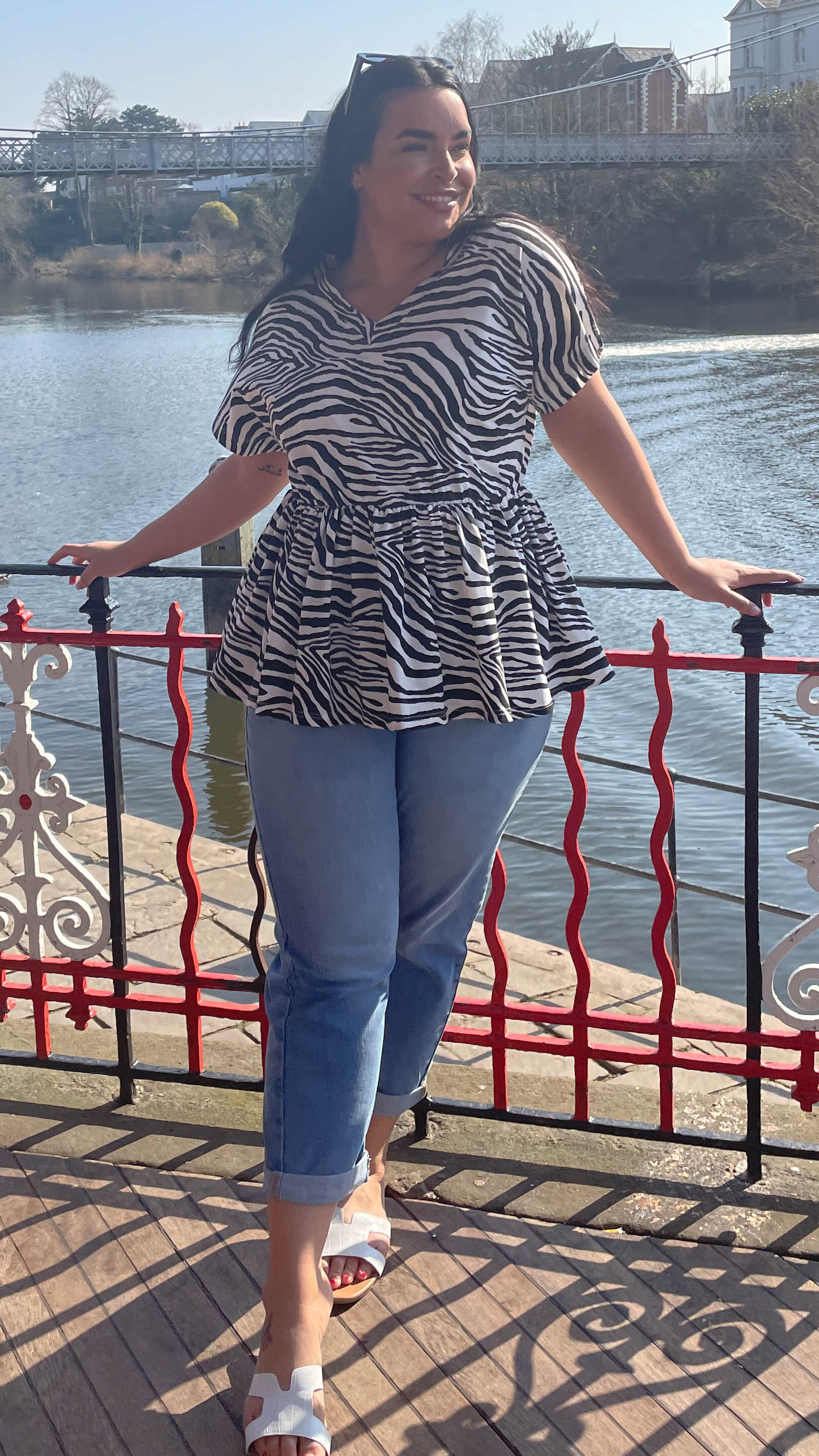 CurveWow Peplum V-Neck Zebra Print - Image 8