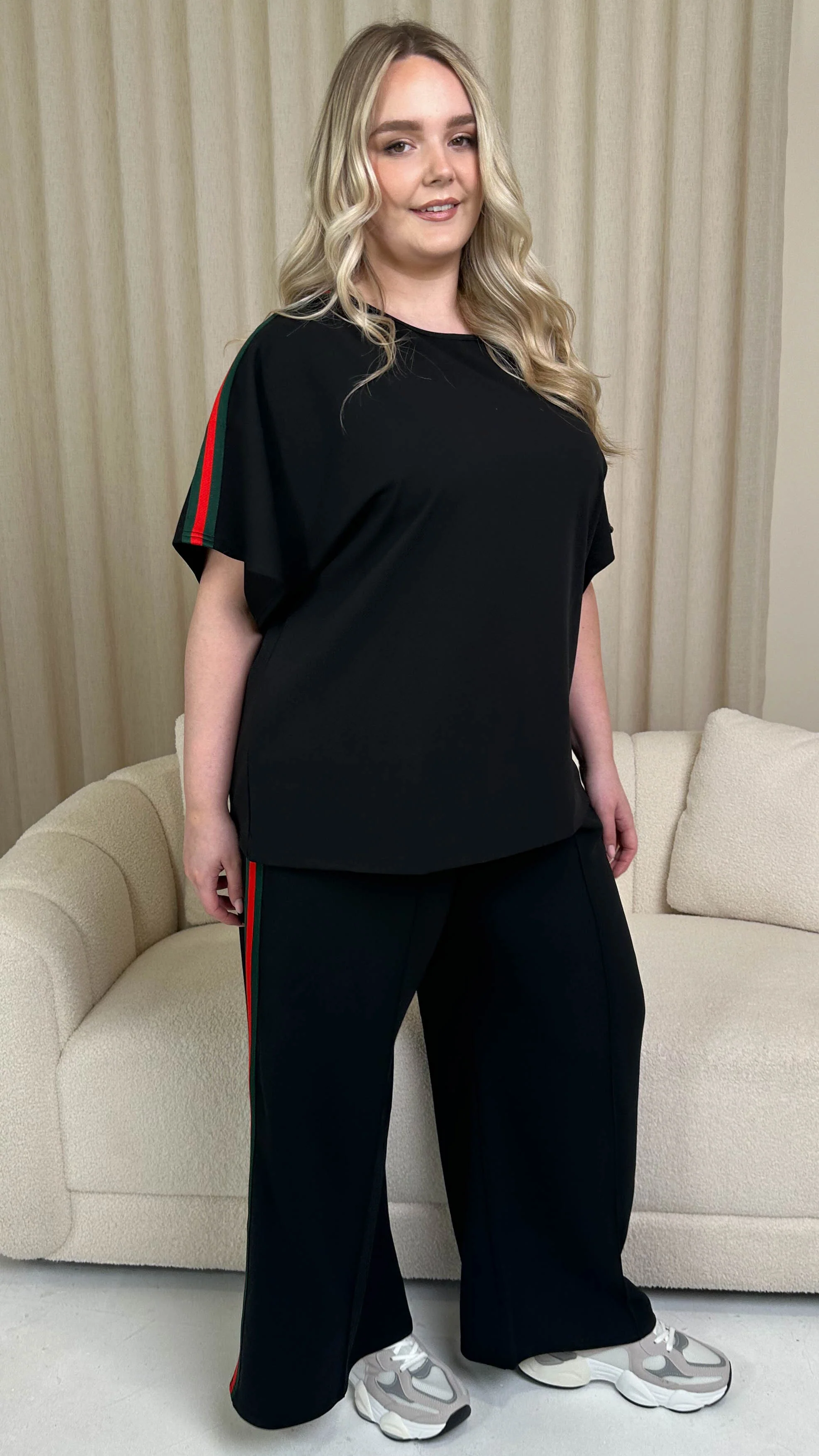 CurveWow Pintuck Front Side Tape Trouser Black - Image 8