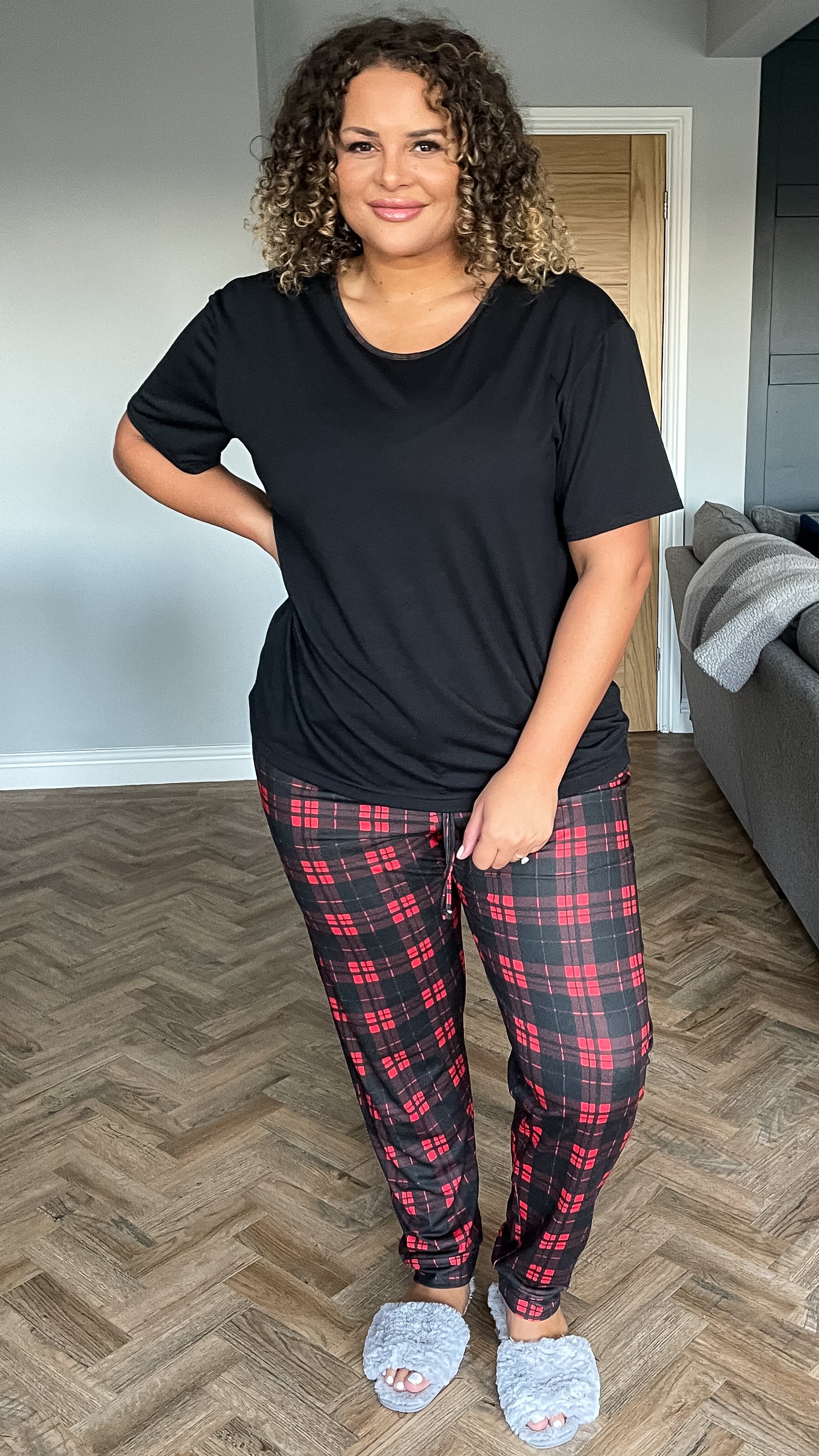 CurveWow PJ Set Red & Black Check - Image 3
