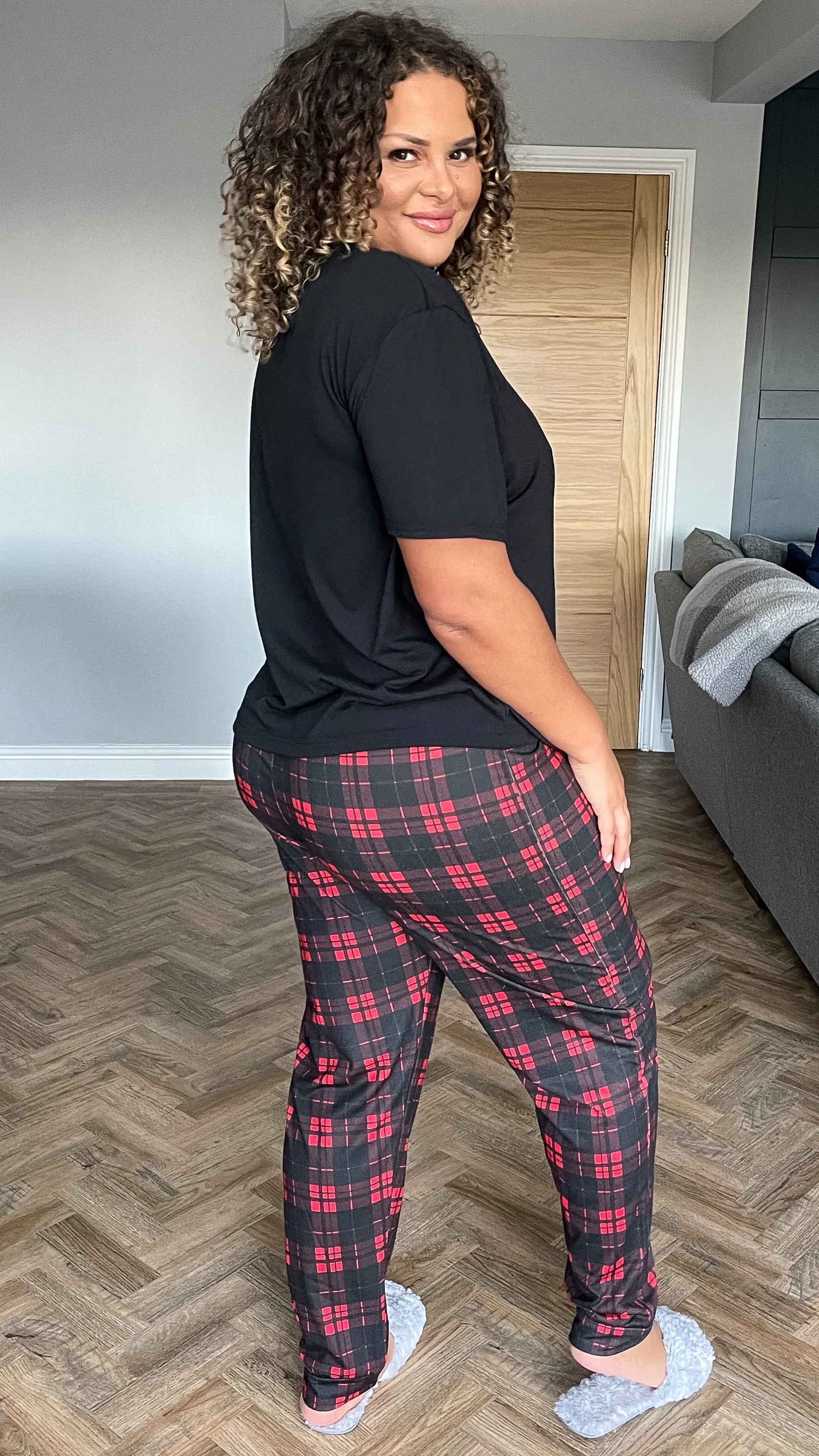 CurveWow PJ Set Red & Black Check - Image 5