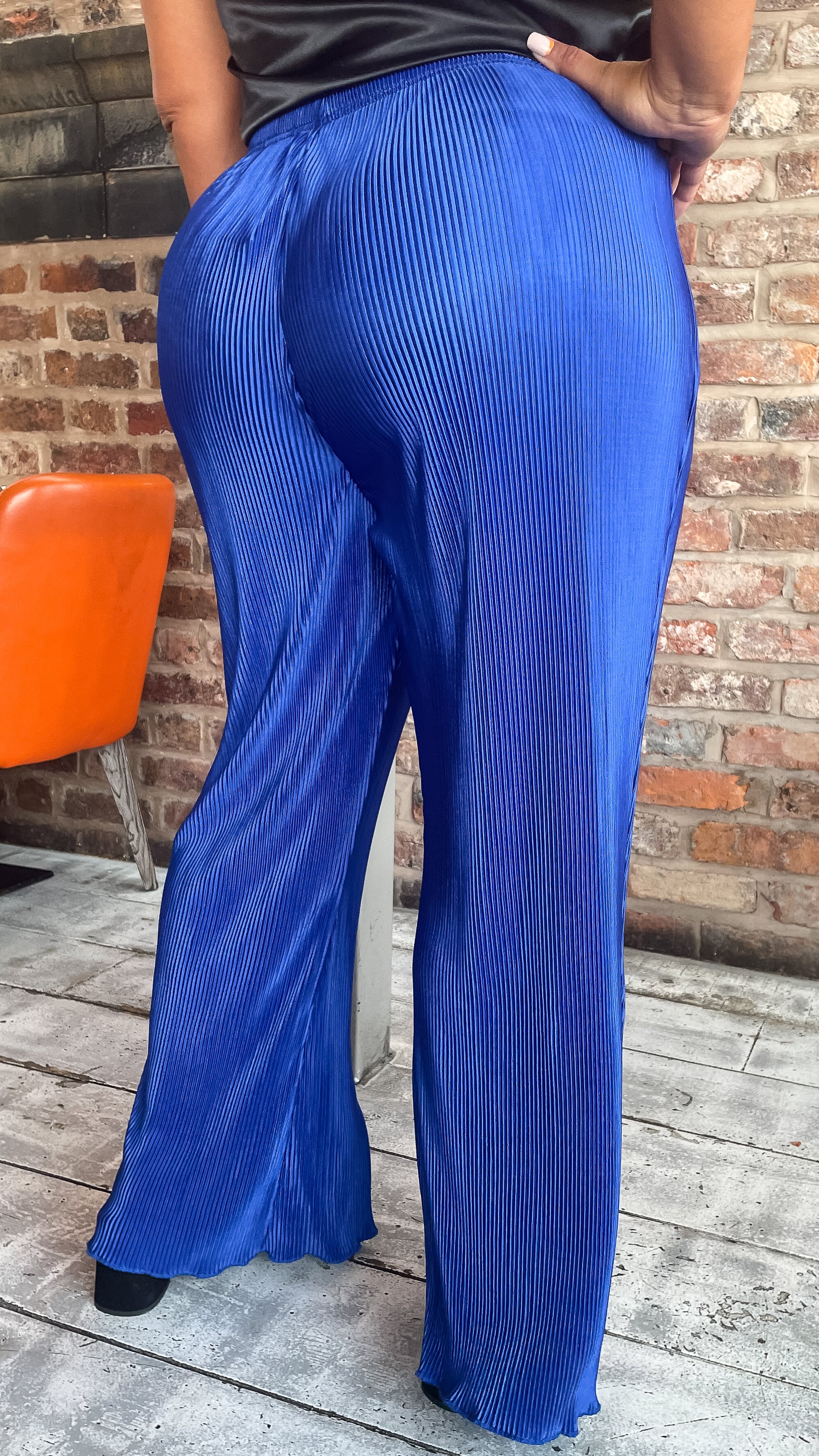 CurveWow Plisse Trousers Royal Blue - Image 8